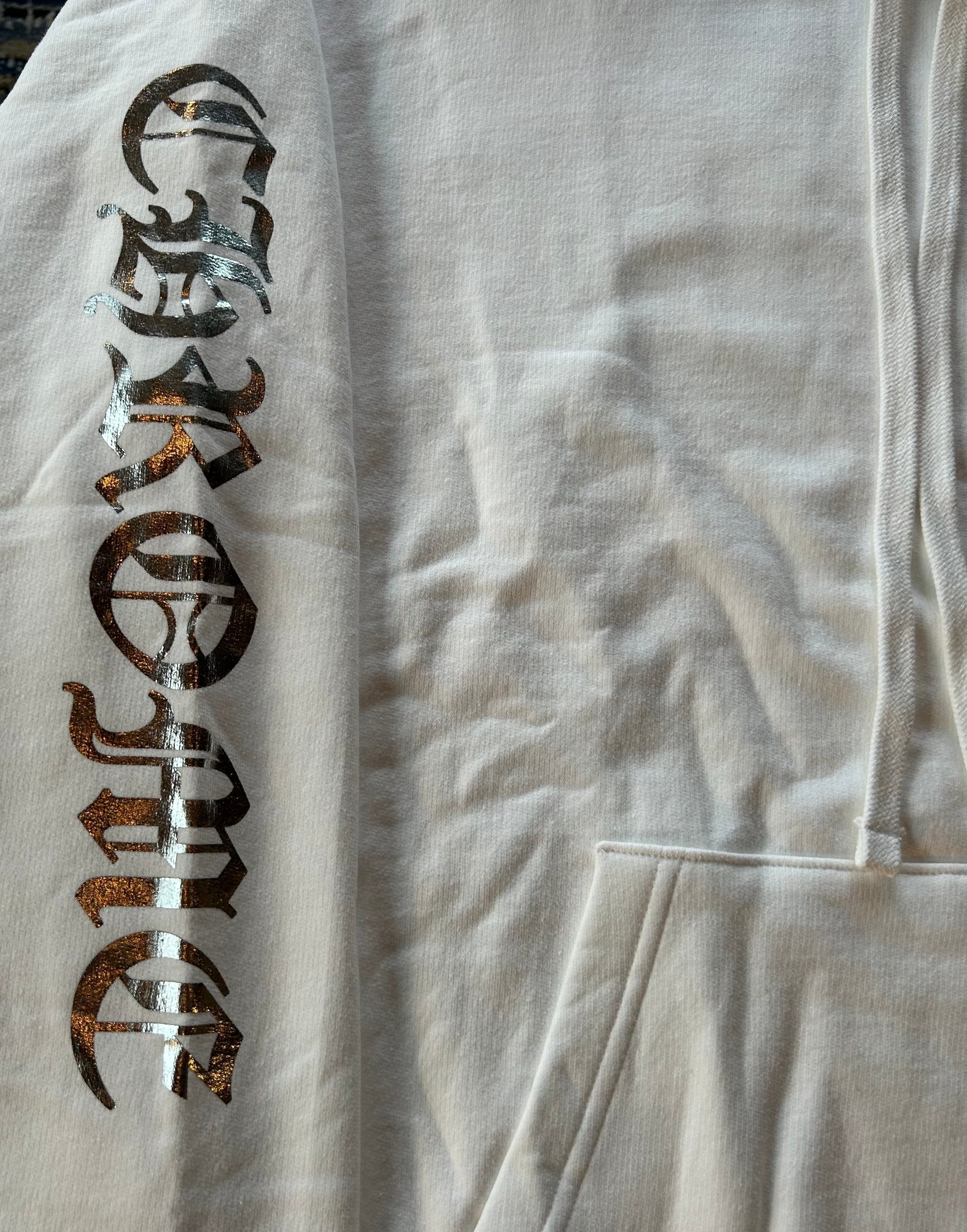 Chrome Hearts Hoodie Chrome Hearts Vertical Logo White silver