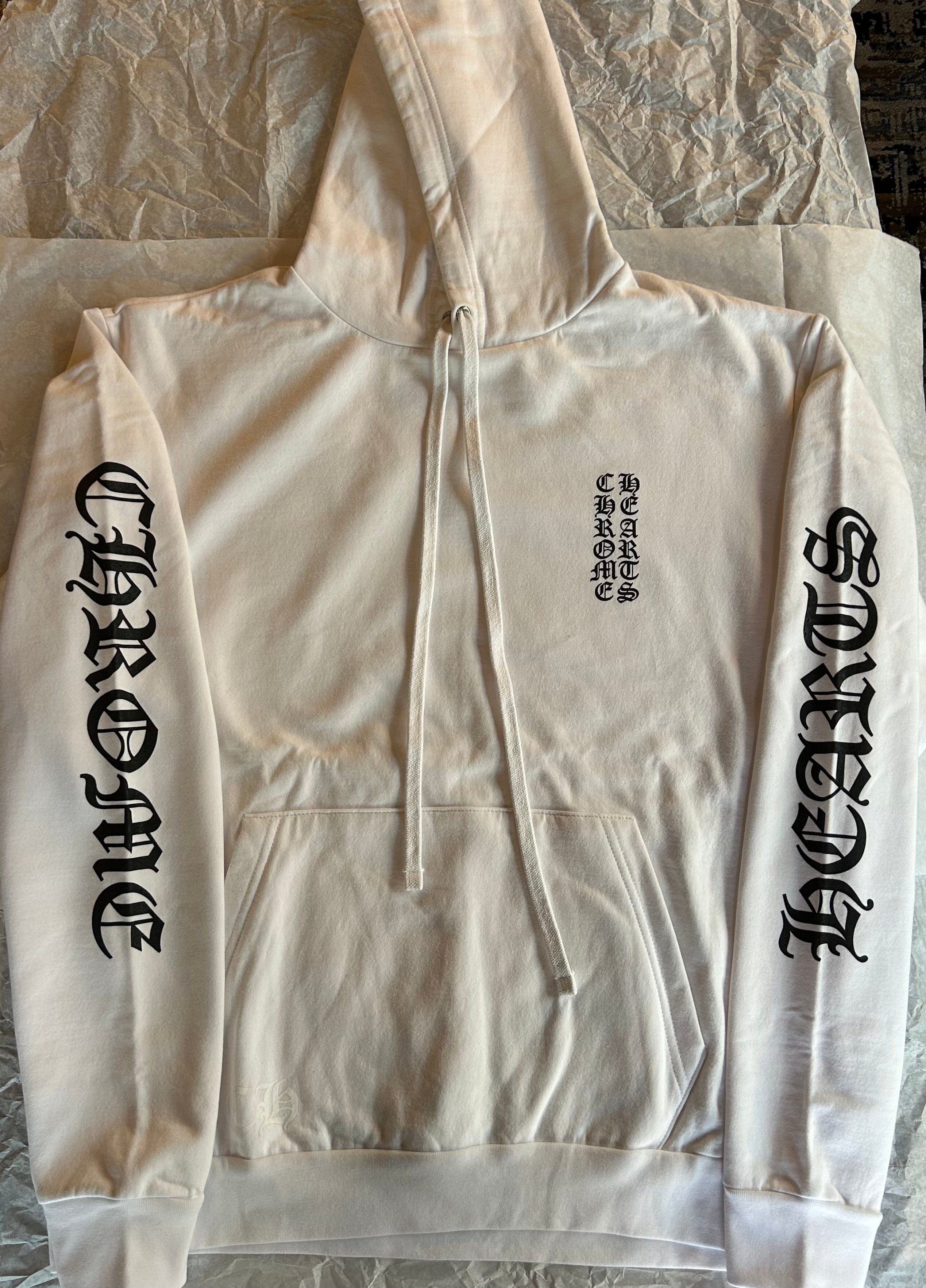Chrome Hearts Hoodie Chrome Hearts Vertical Logo White Black