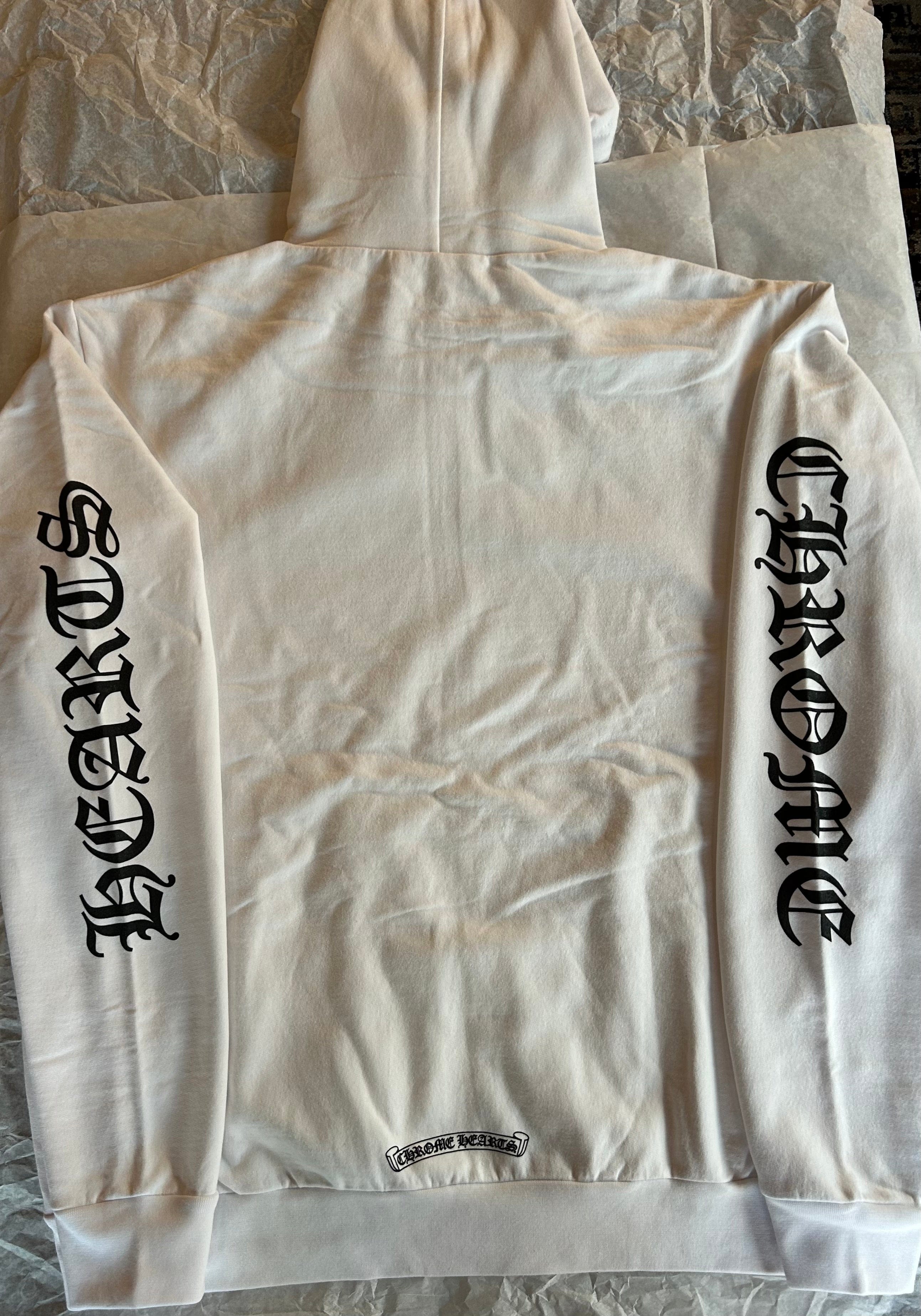 Chrome Hearts Hoodie Chrome Hearts Vertical Logo White Black