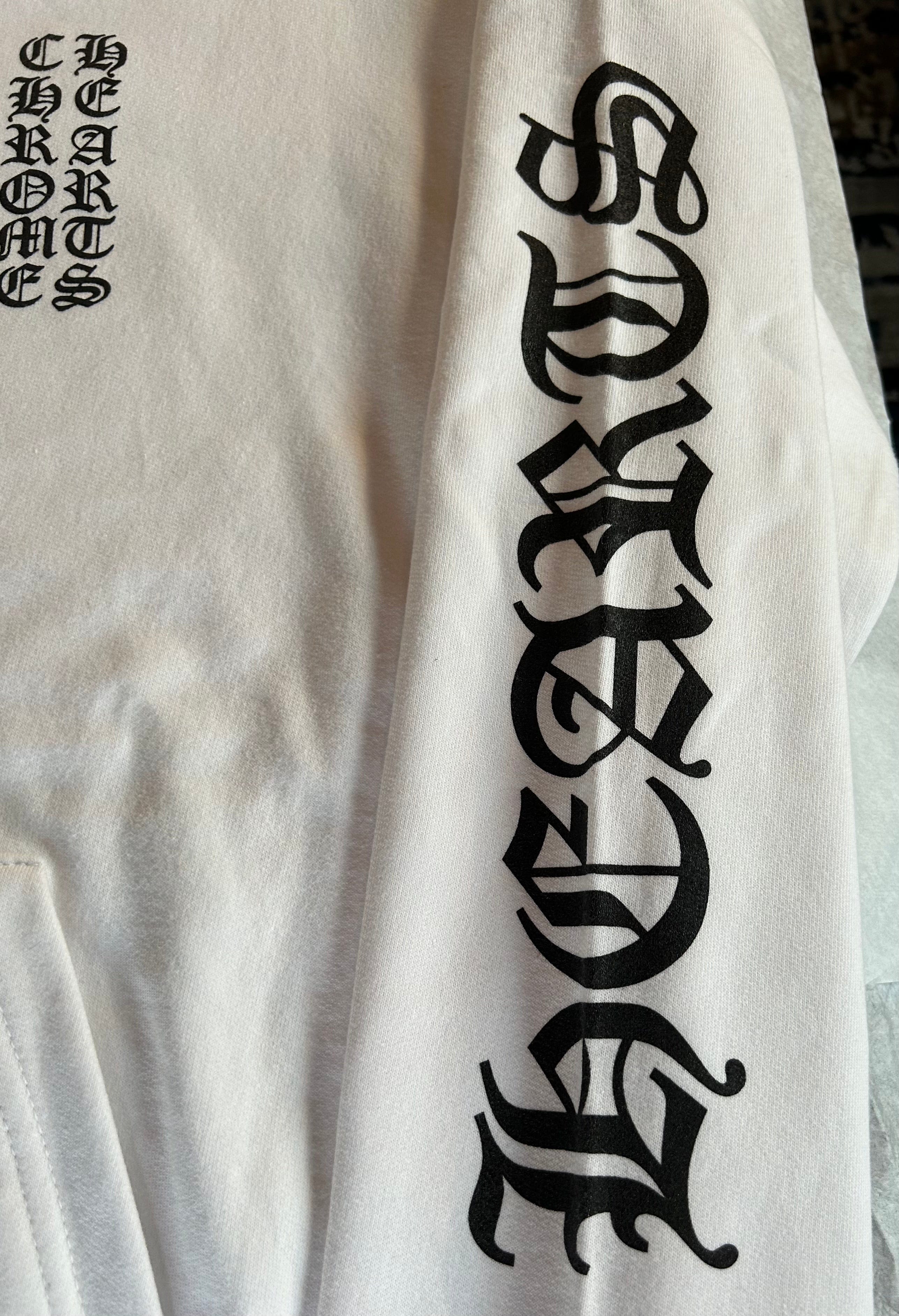 Chrome Hearts Hoodie Chrome Hearts Vertical Logo White Black