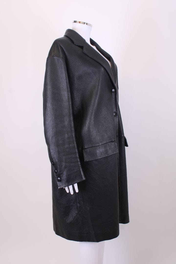 PRADA LEATHER COAT BLACK M 021841