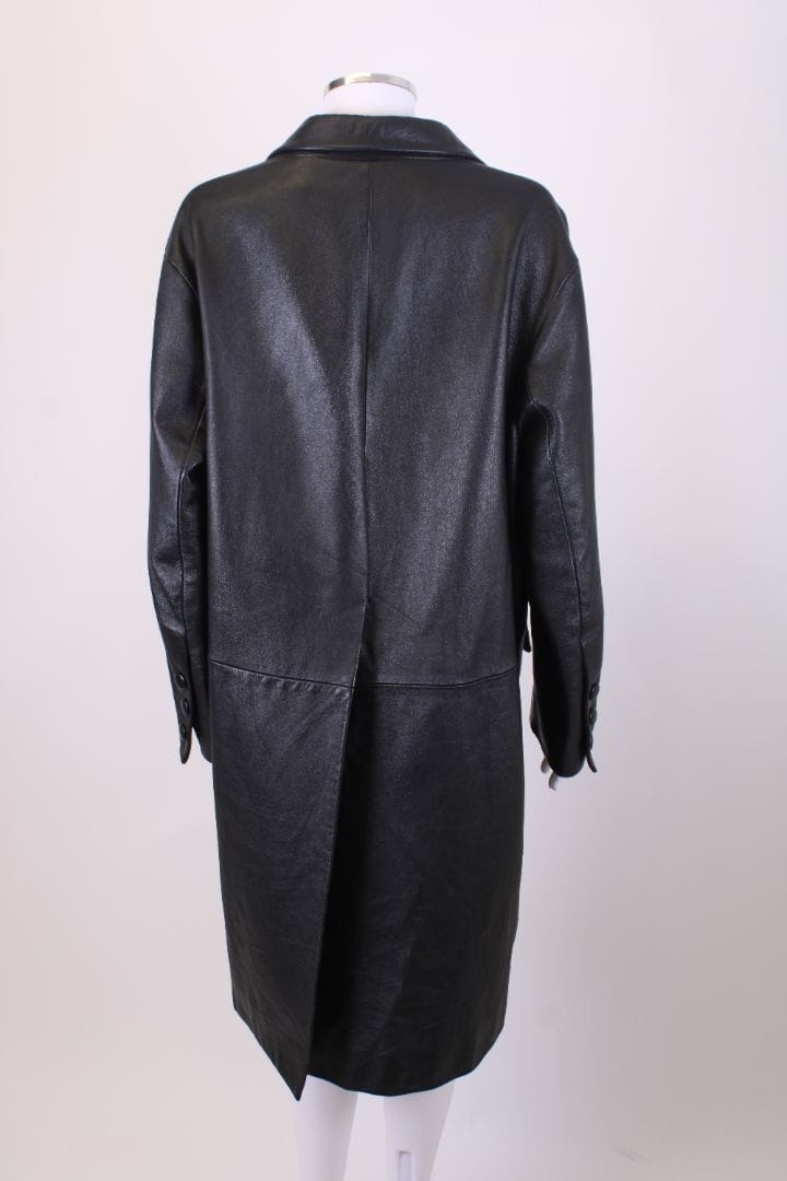 PRADA LEATHER COAT BLACK M 021841