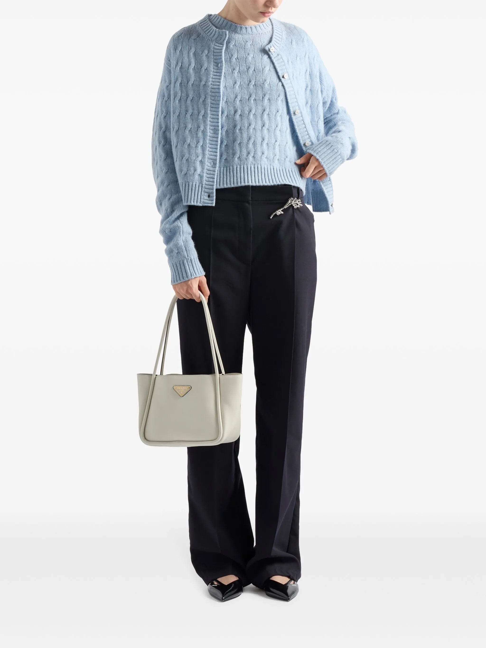 Prada cable - knit re - cashmere sweater
