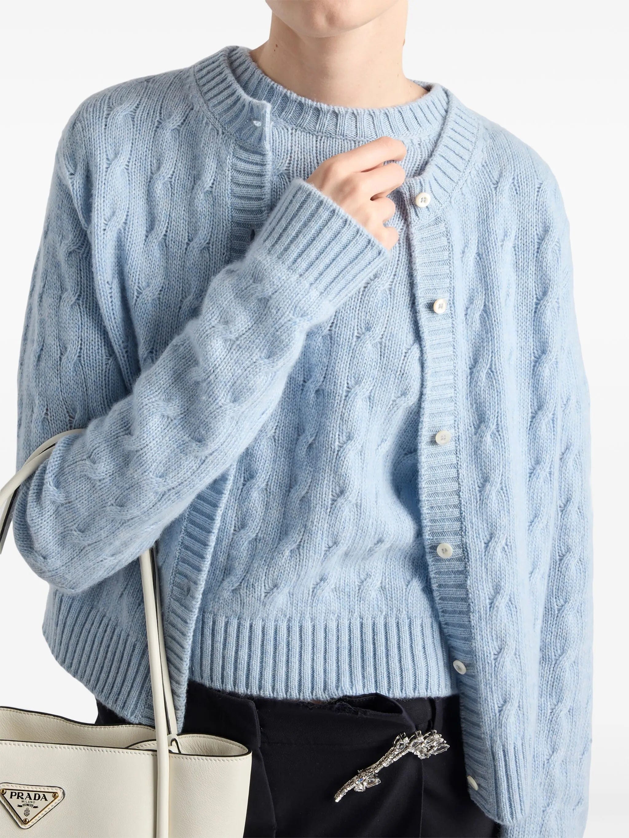 Prada cable - knit re - cashmere sweater