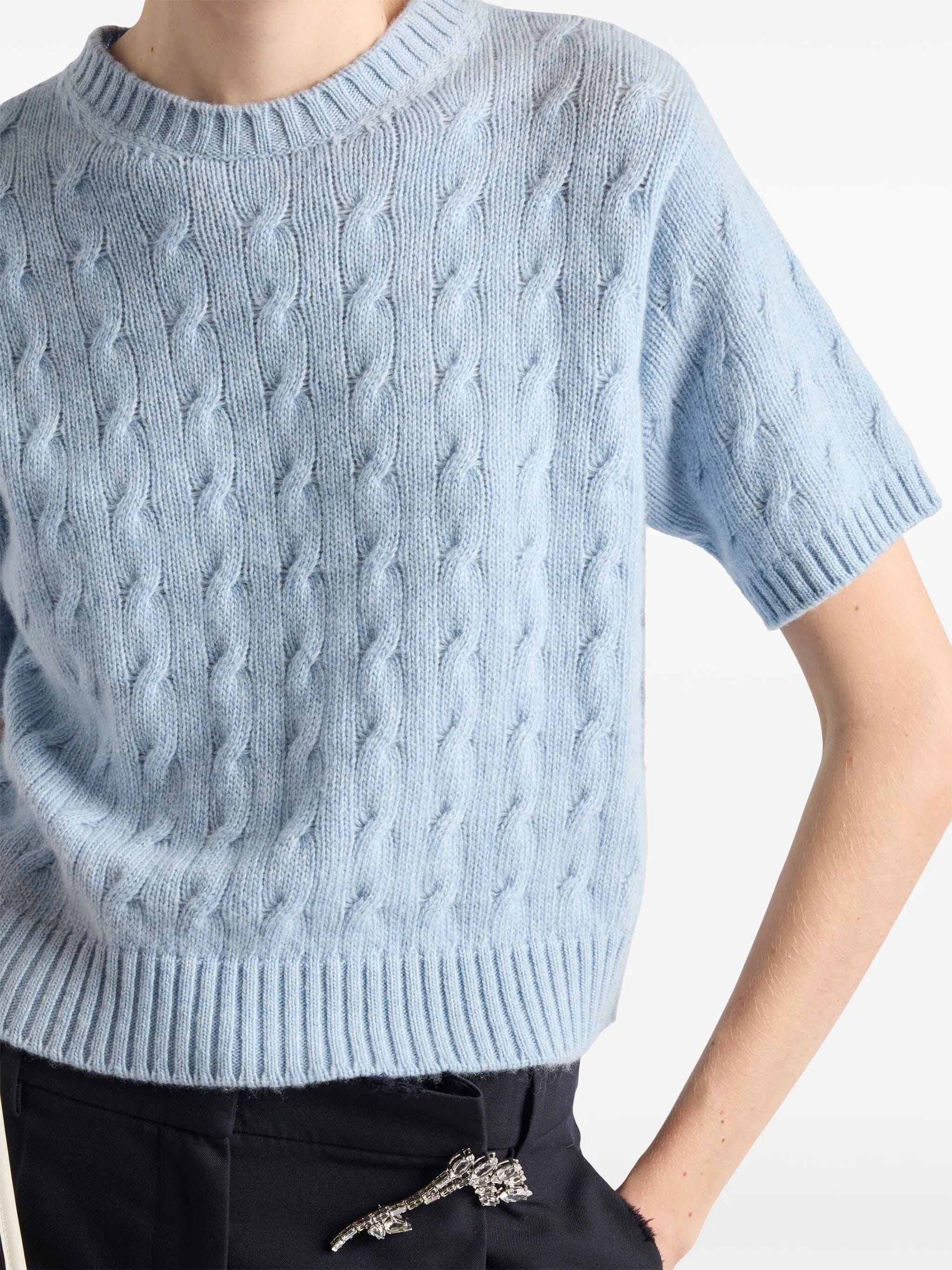 Prada cable - knit re - cashmere sweater
