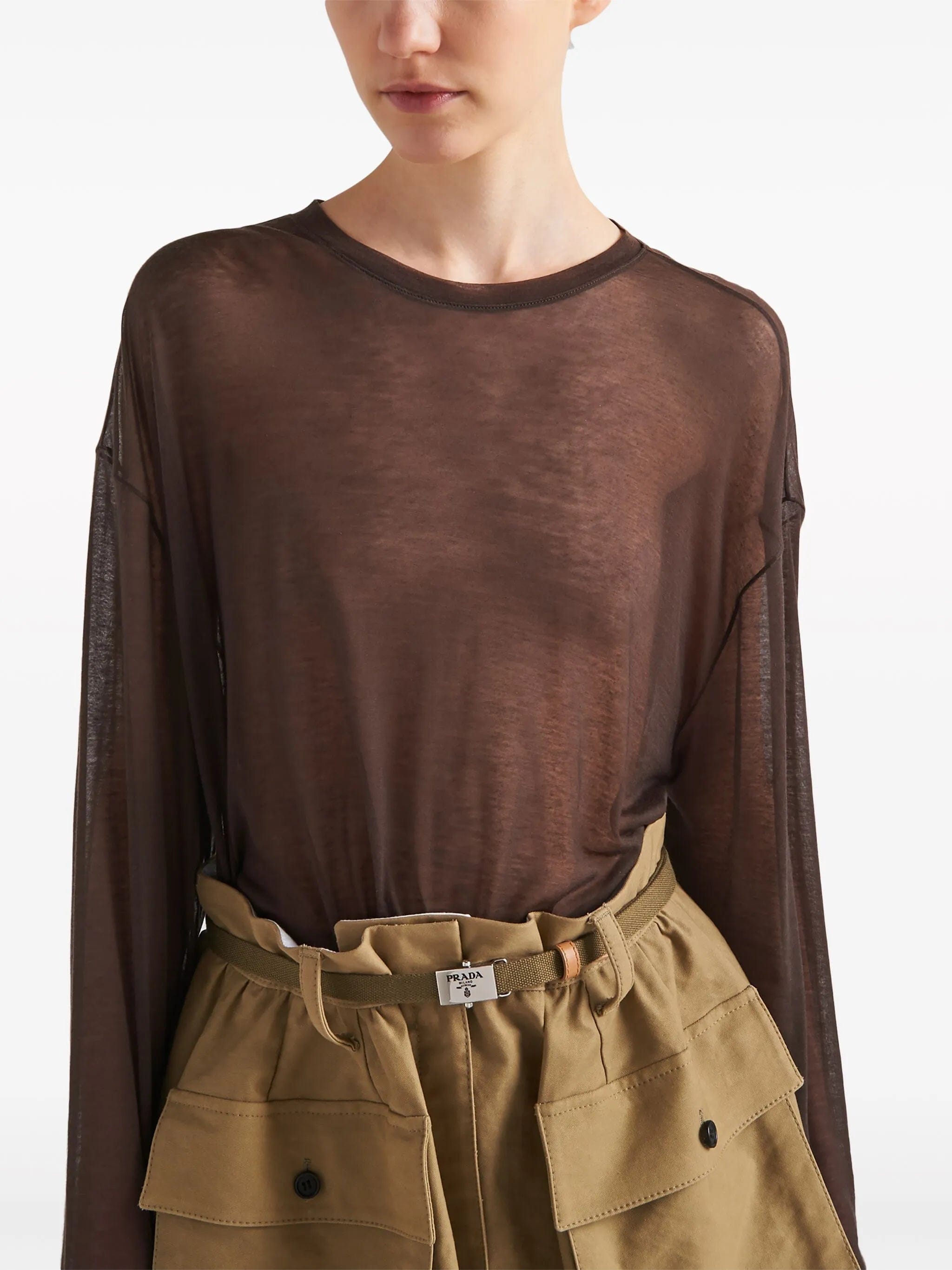 Prada semi - sheer chambray T - shirt