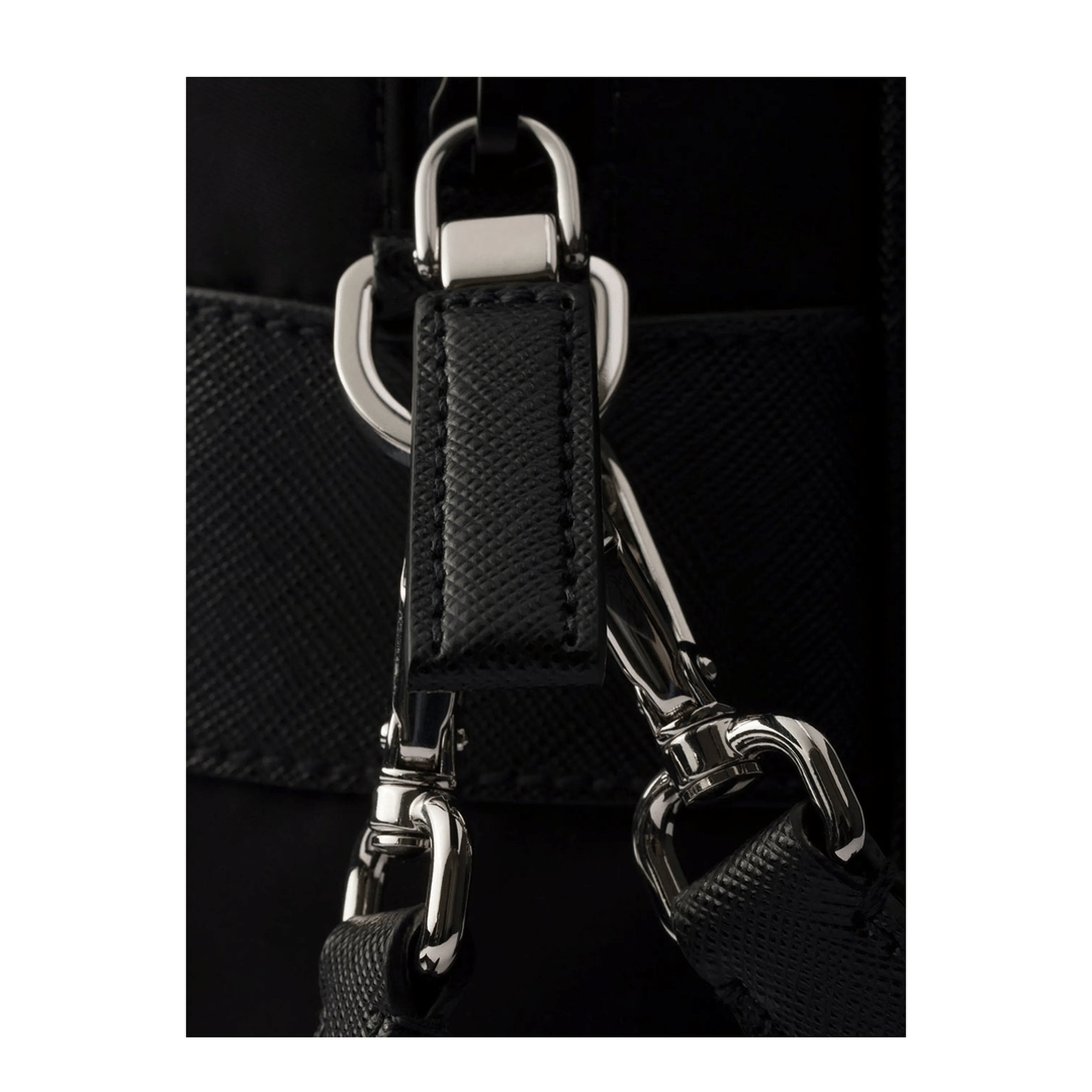 Prada Logo - Plaque Re - Nylon Messenger Bag - Black