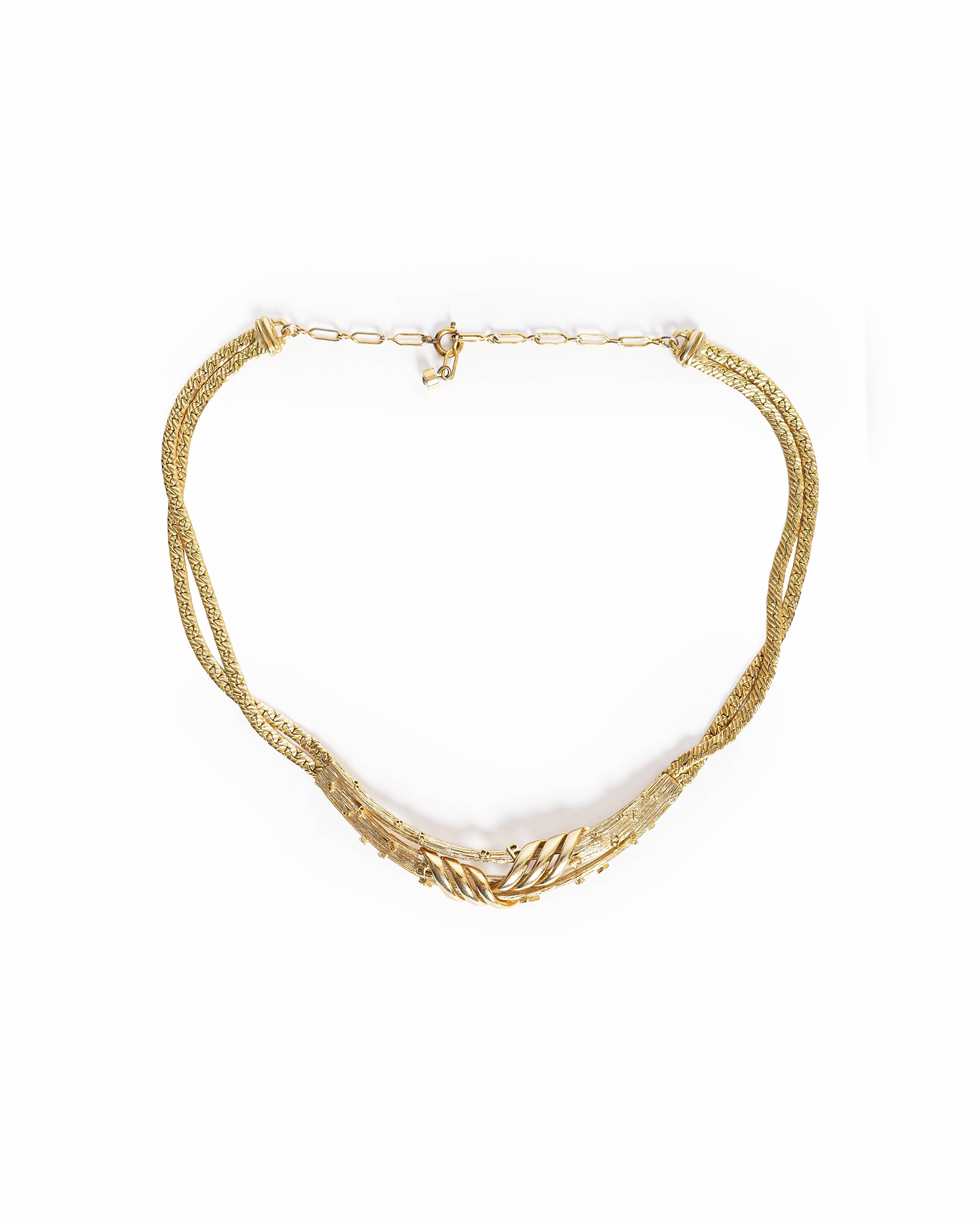 Balenciaga Vintage Balenciaga Gold - Plated Duo - Texture Collar Necklace