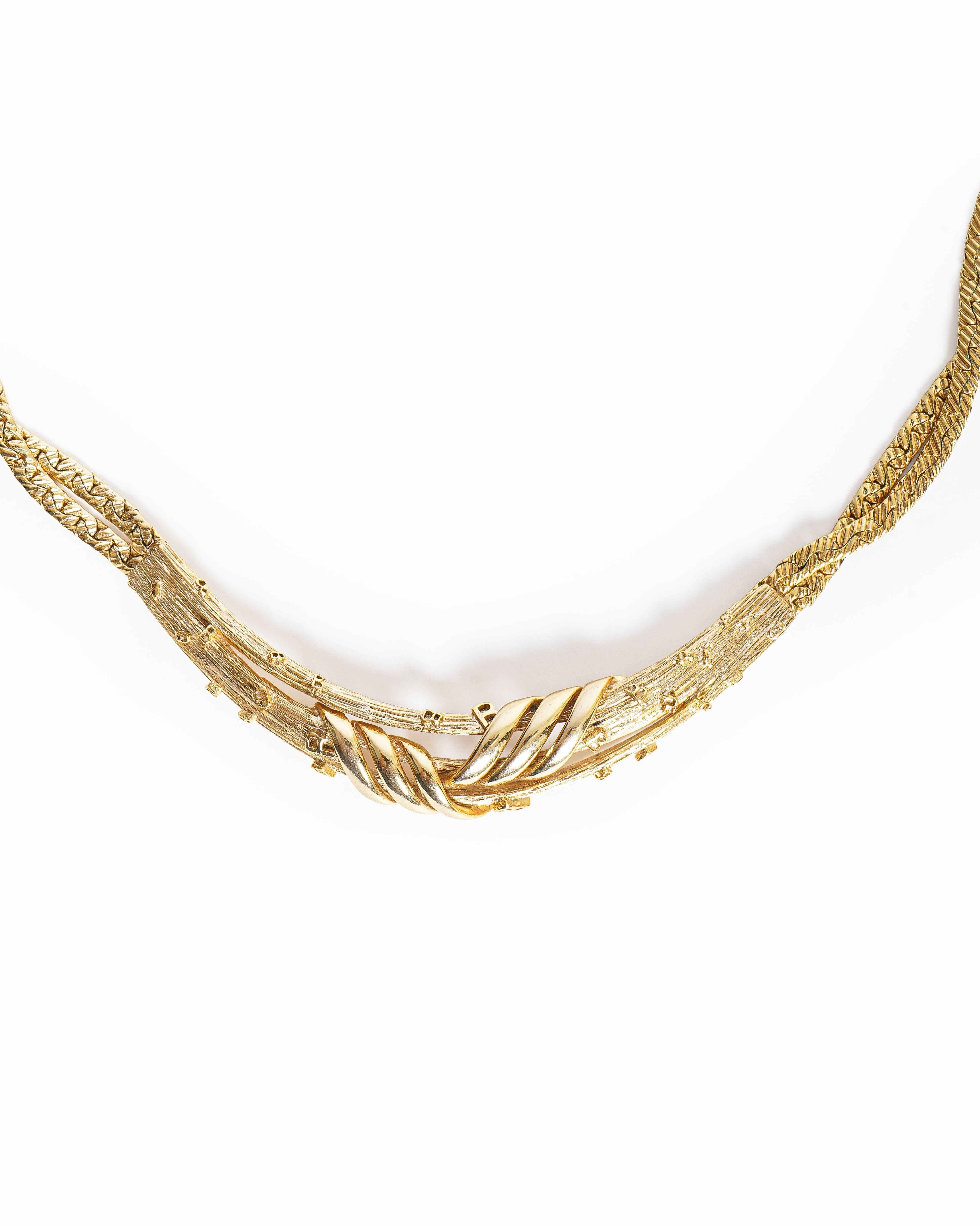 Balenciaga Vintage Balenciaga Gold - Plated Duo - Texture Collar Necklace