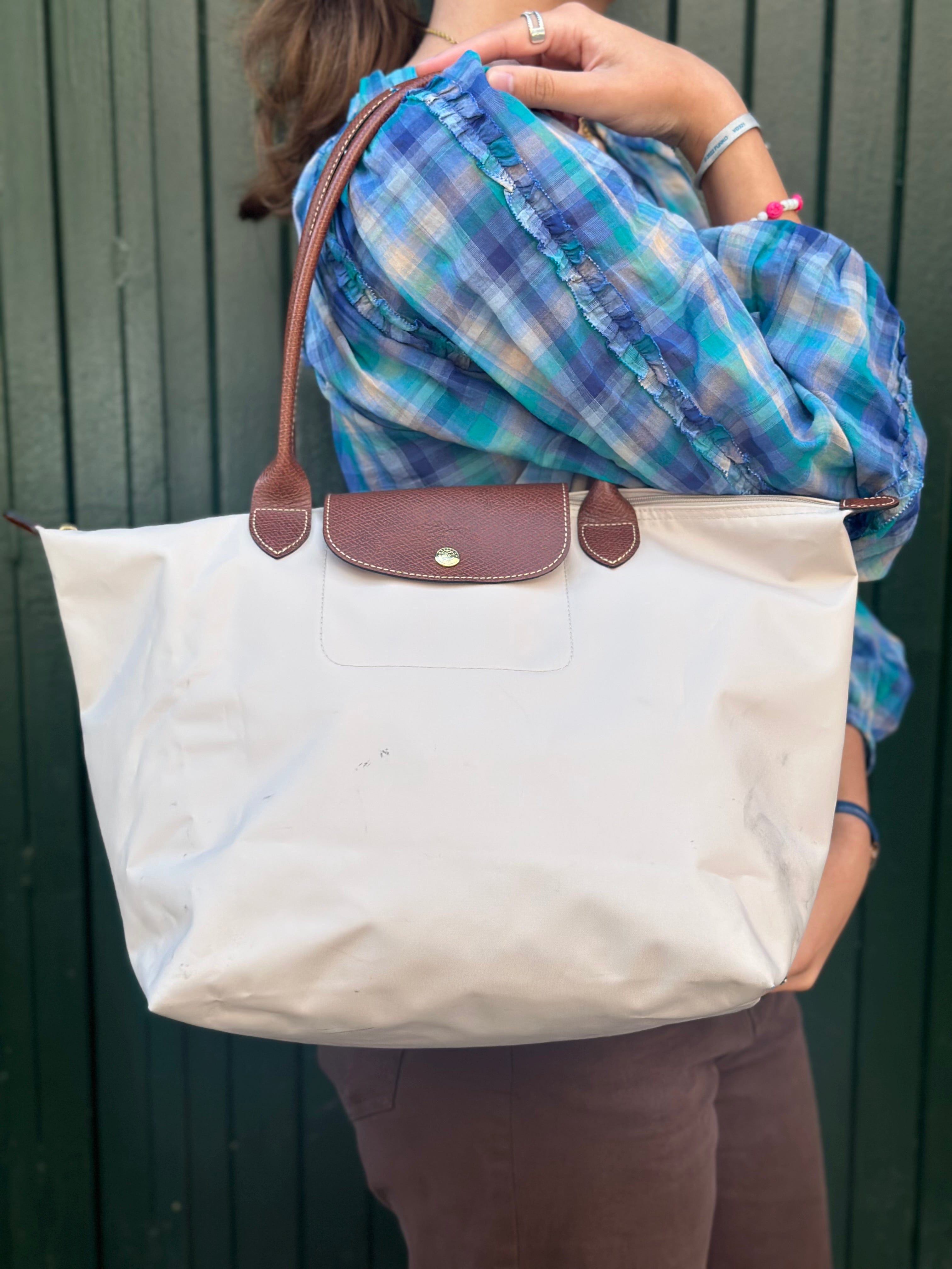 Longchamp Cream Nylon Le Pliage Tote