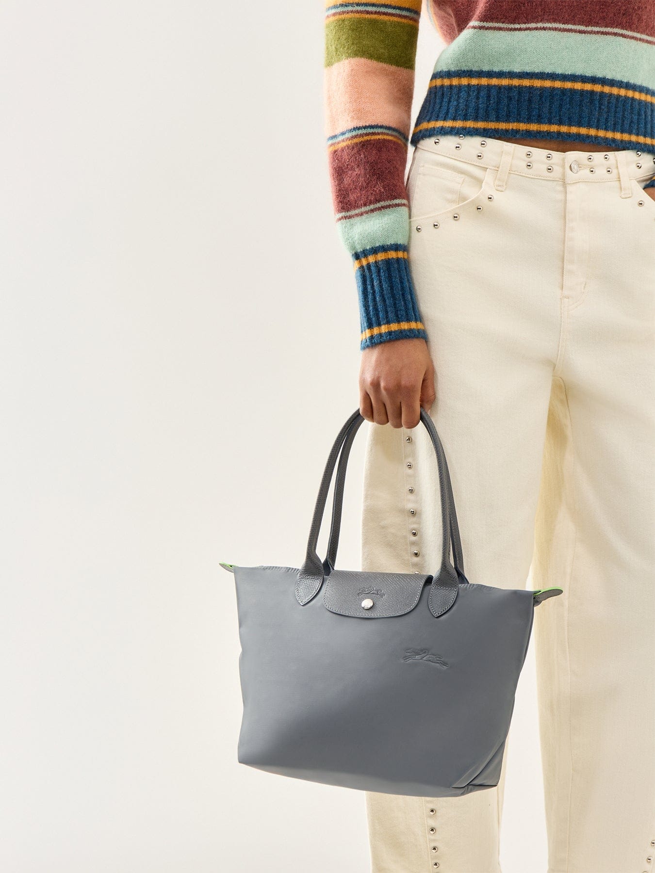 Longchamp Le Pliage Green Medium Nylon Tote Bag Graphite
