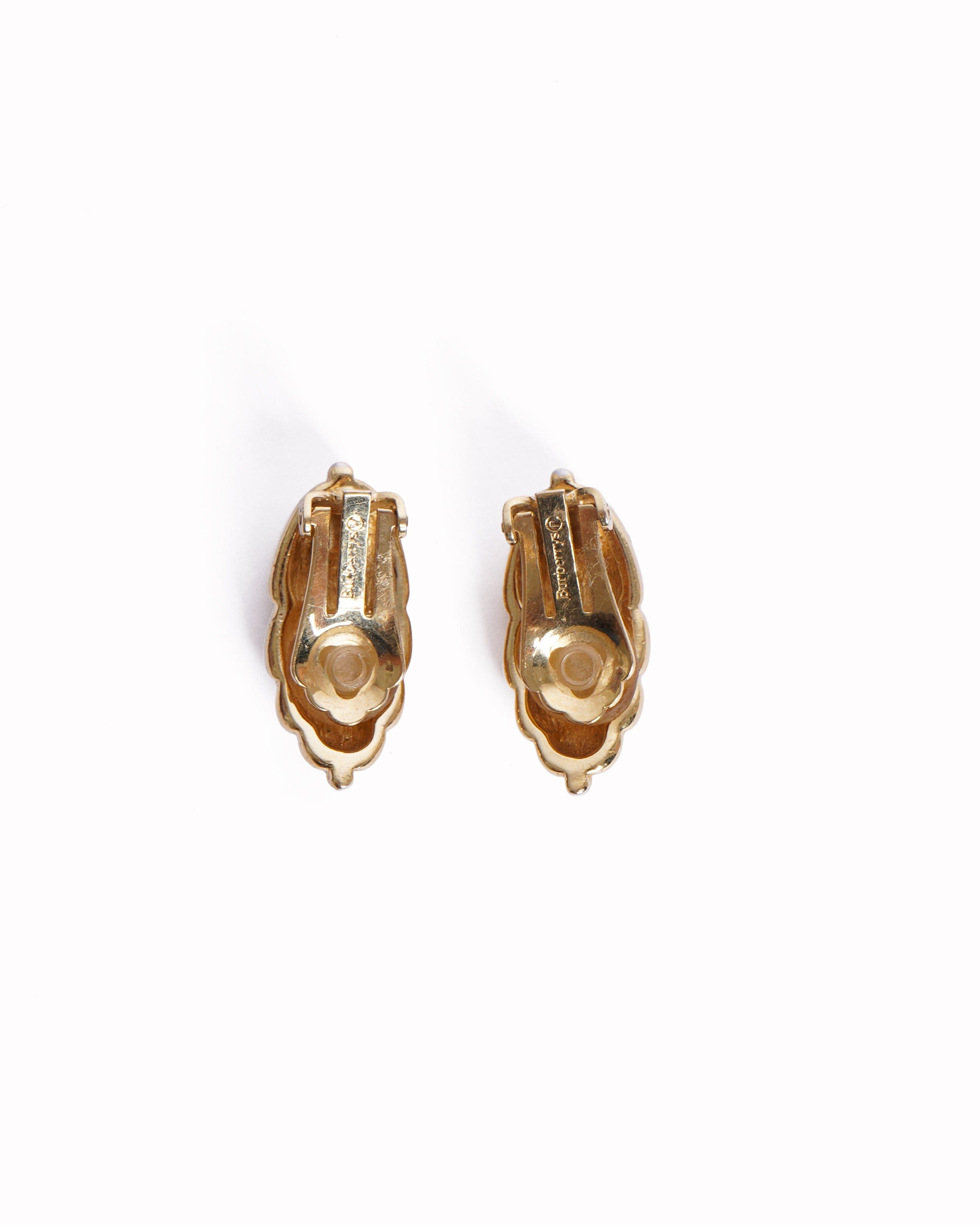 Burberry Vintage Burberrys Gold Plated Leaf Earrings