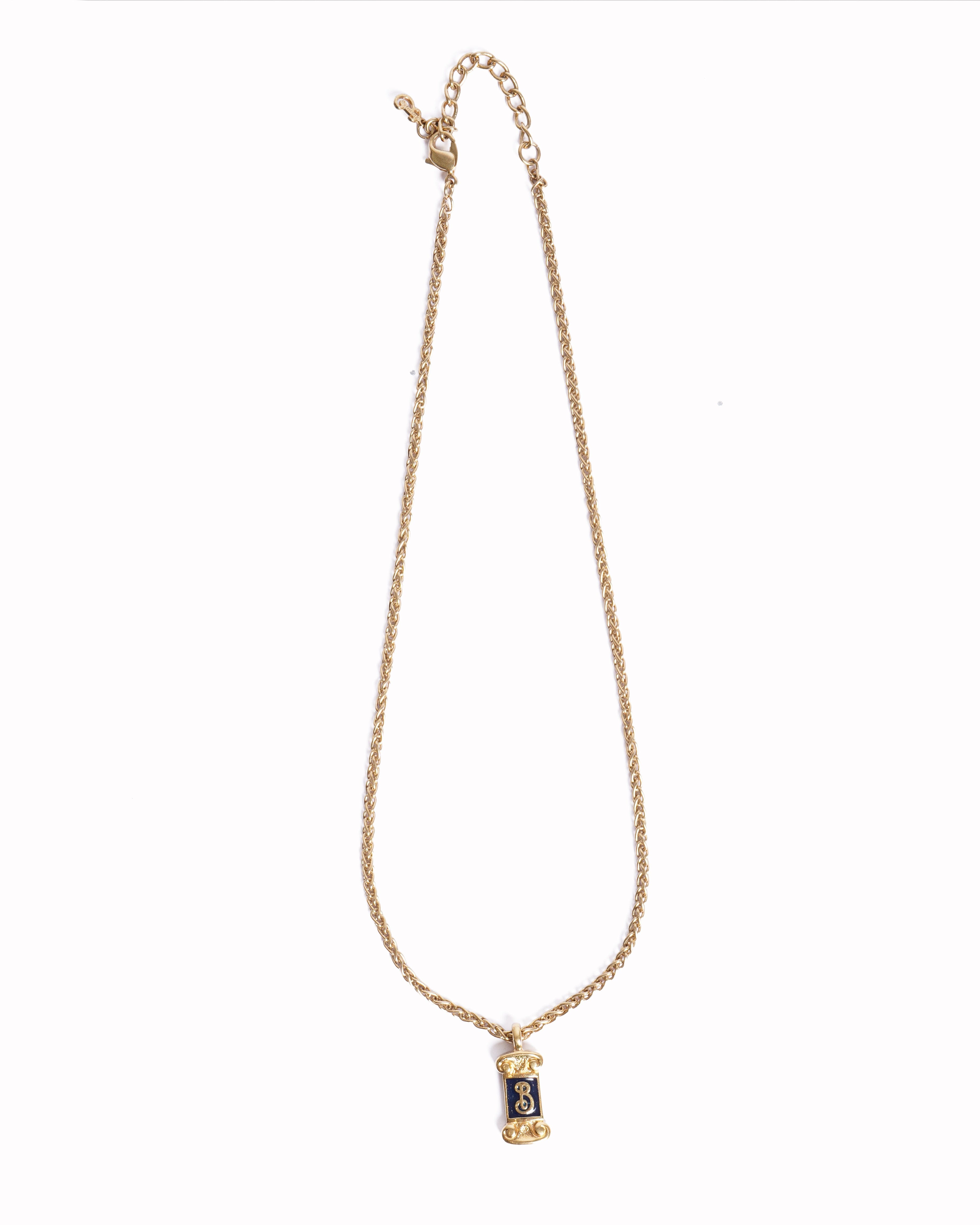 Burberry Vintage Burberrys Black Enamel Gold - Plated Pendant