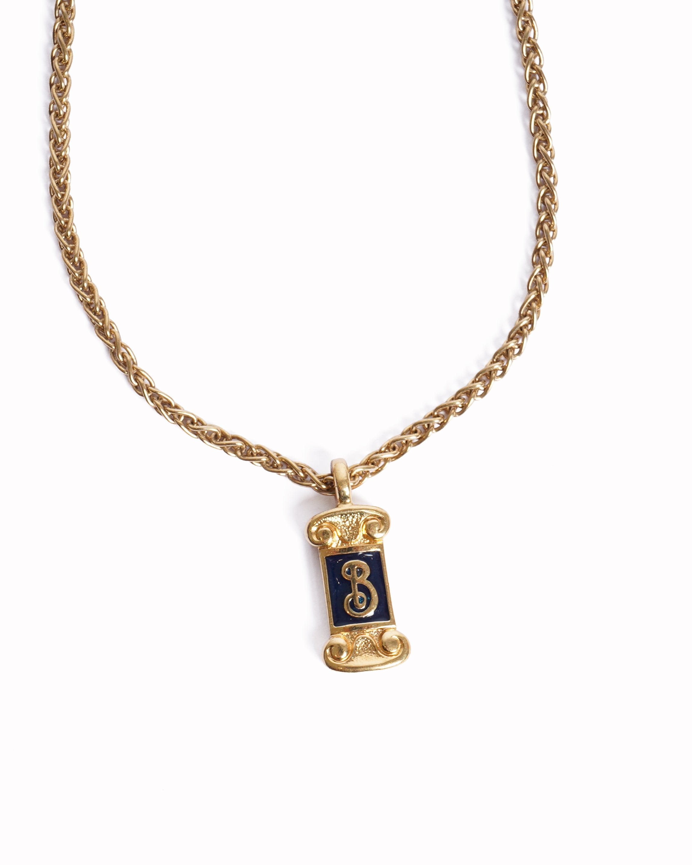 Burberry Vintage Burberrys Black Enamel Gold - Plated Pendant