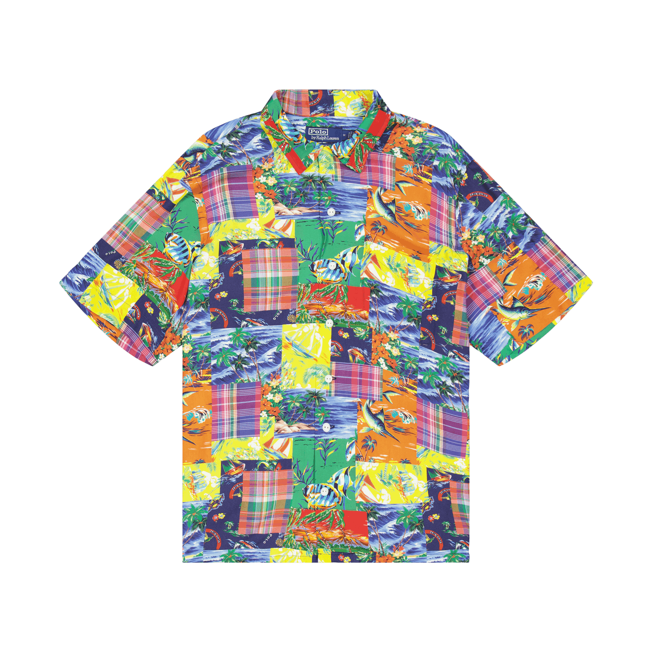 Polo Ralph Lauren Classic Fit Patchwork Poplin Camp Shirt High Tide Patchwork