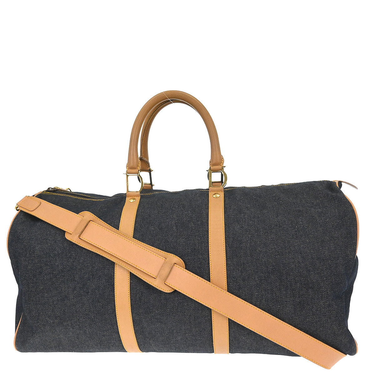 Christian Dior Navy Beige Denim Duffle Bag