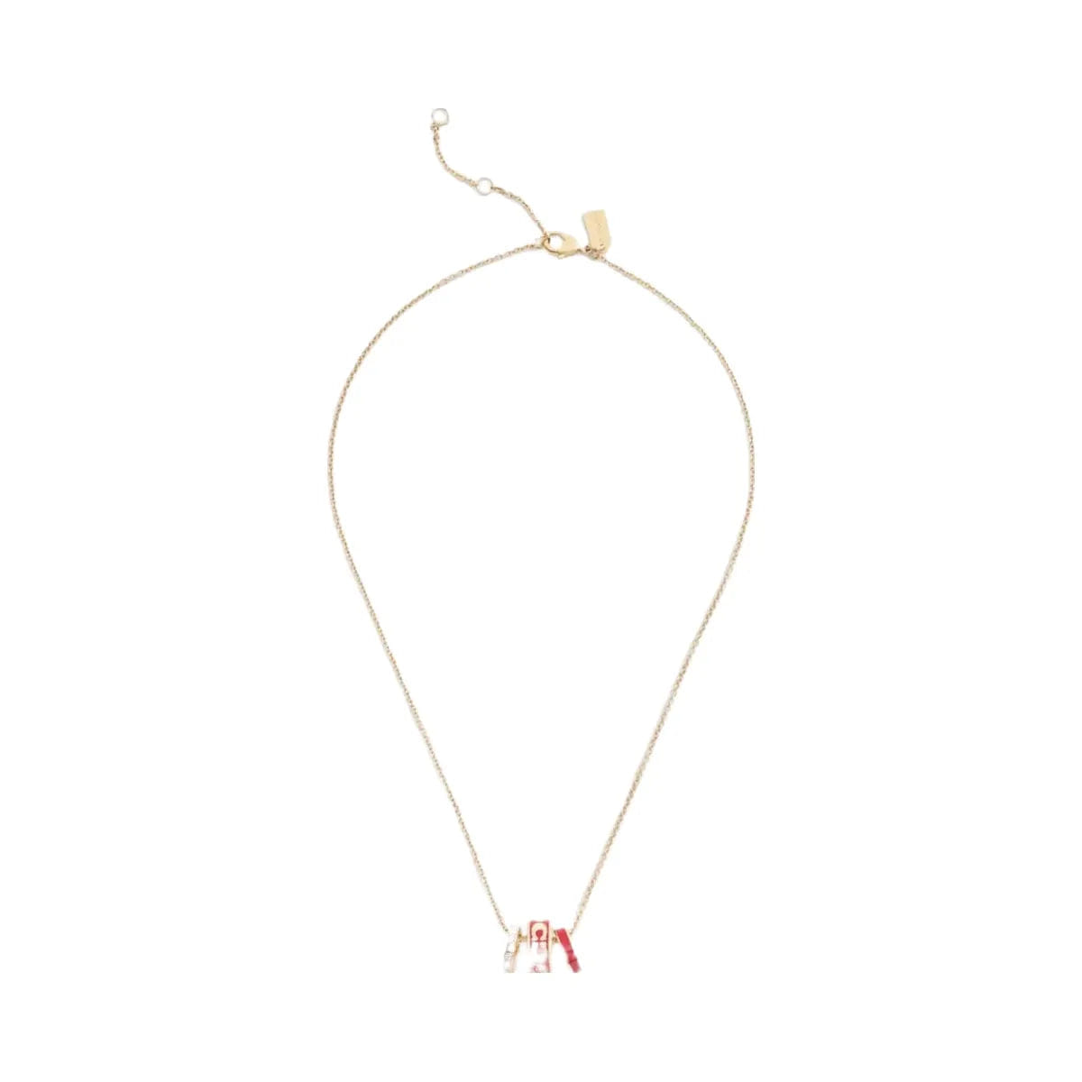 Coach Signature Enamel Rondell Necklace Gold Red