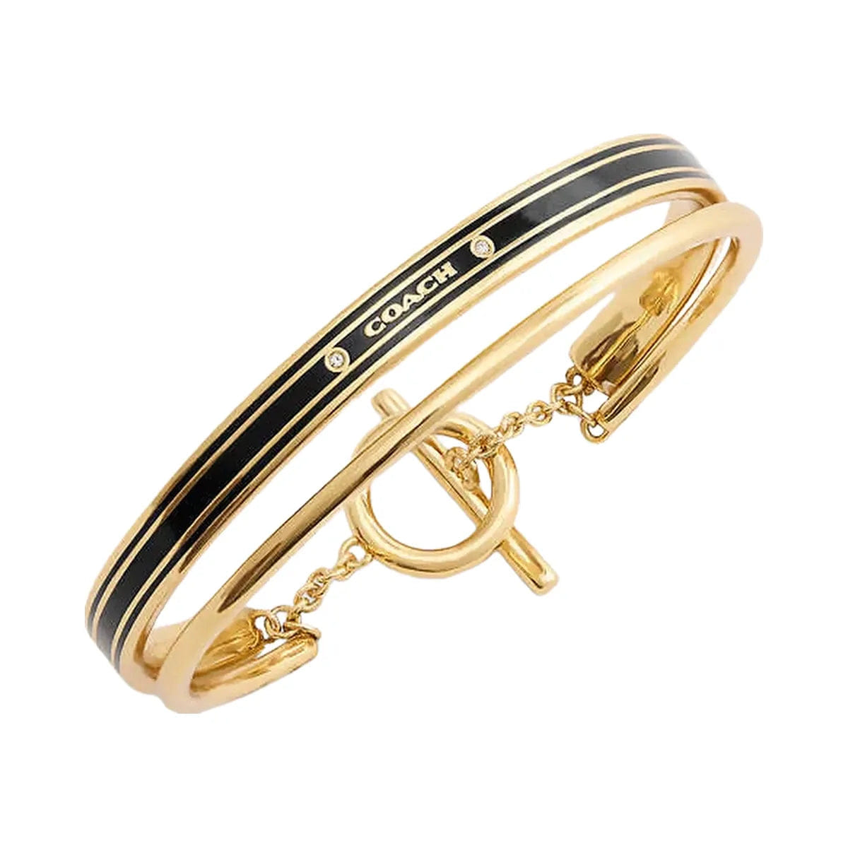 Coach Coach Enamel Double Bangle Bracelet Gold - Black