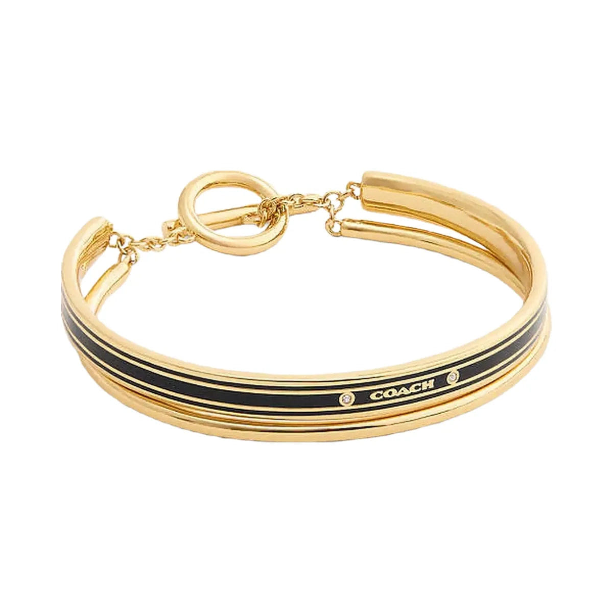 Coach Coach Enamel Double Bangle Bracelet Gold - Black