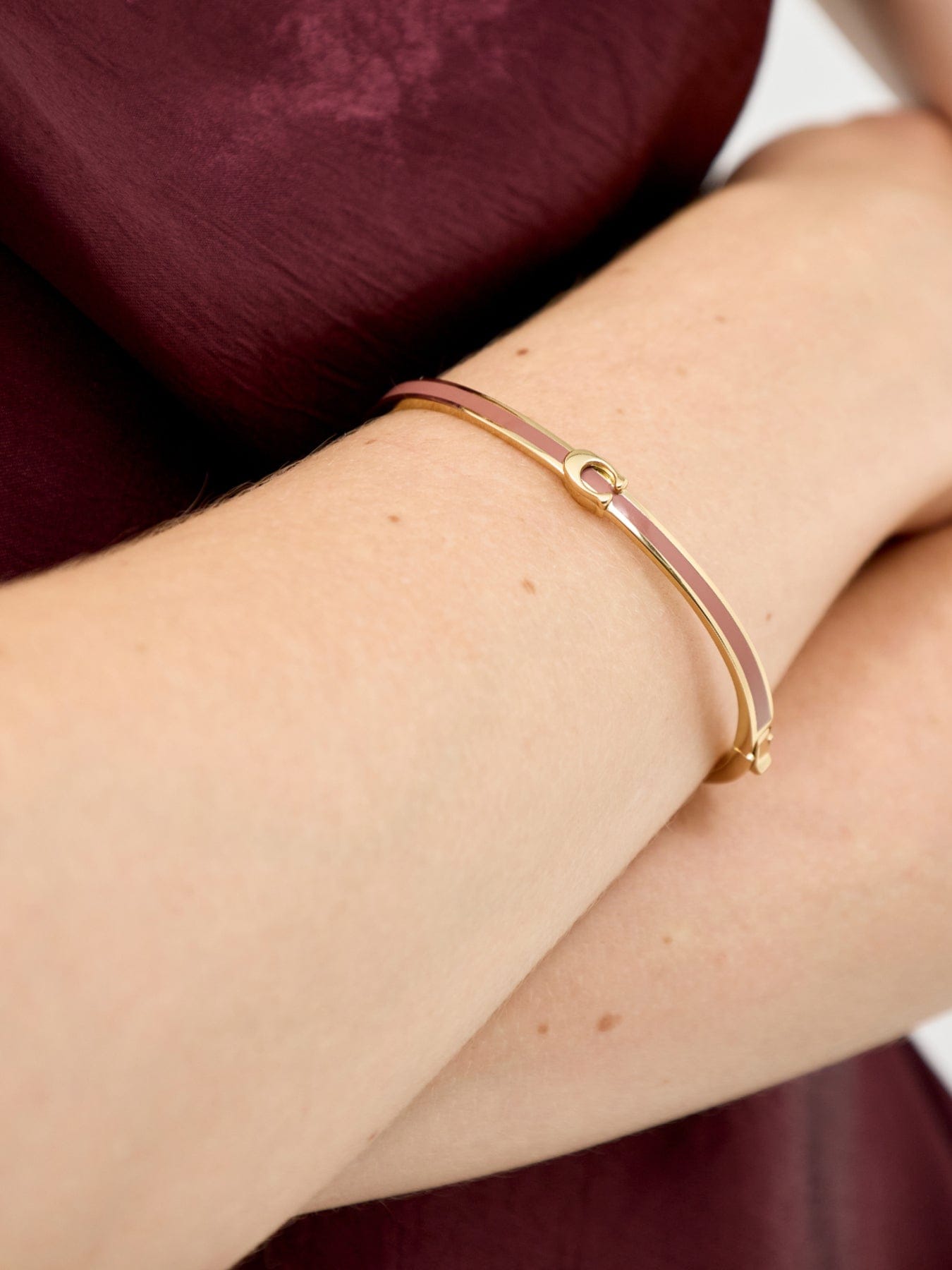 Coach C Enamel Hinged Bangle Gold