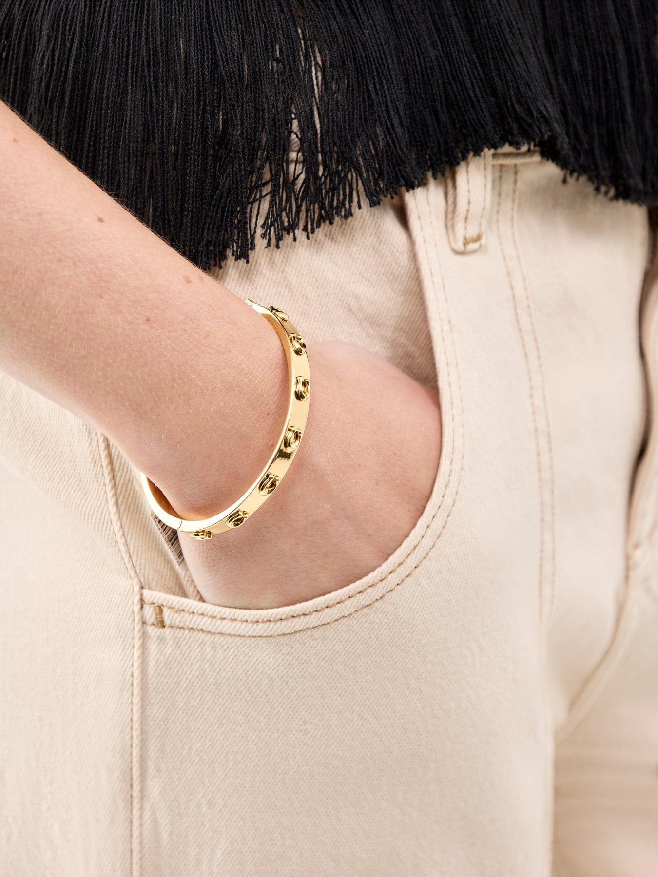 Coach Pegged C Logo Hinge Bangle Gold