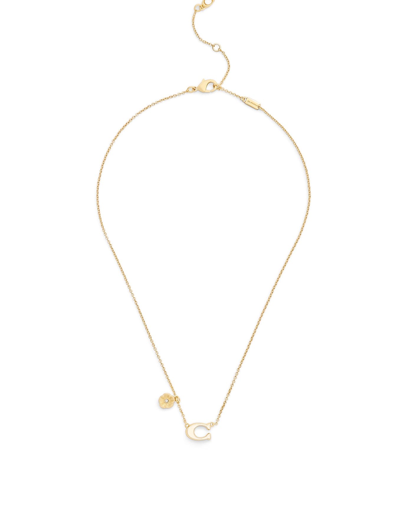 Coach Enamel C Tearose Pendant Necklace Chalk