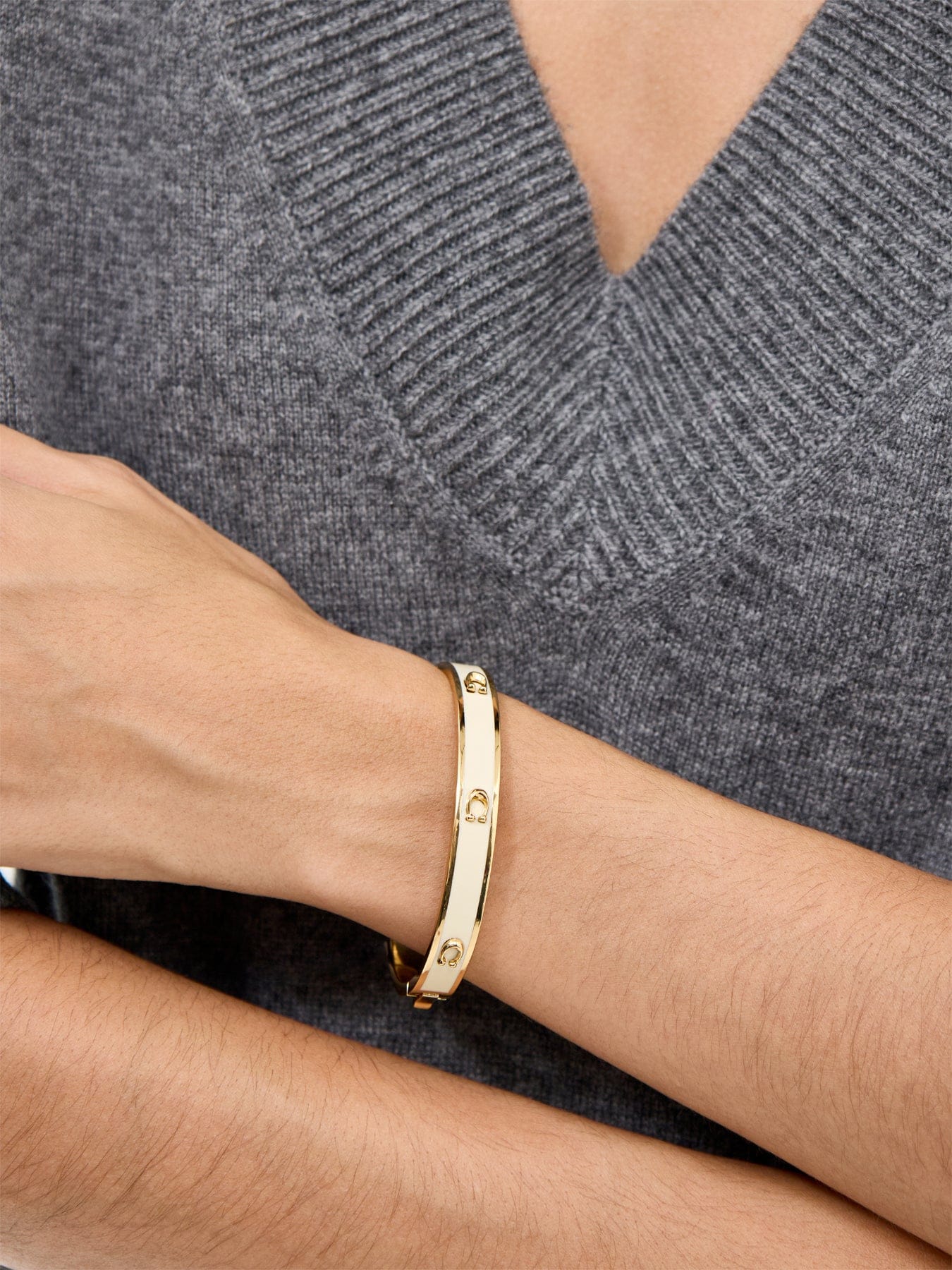Coach Pegged C Enamel Hinge Bangle Gold