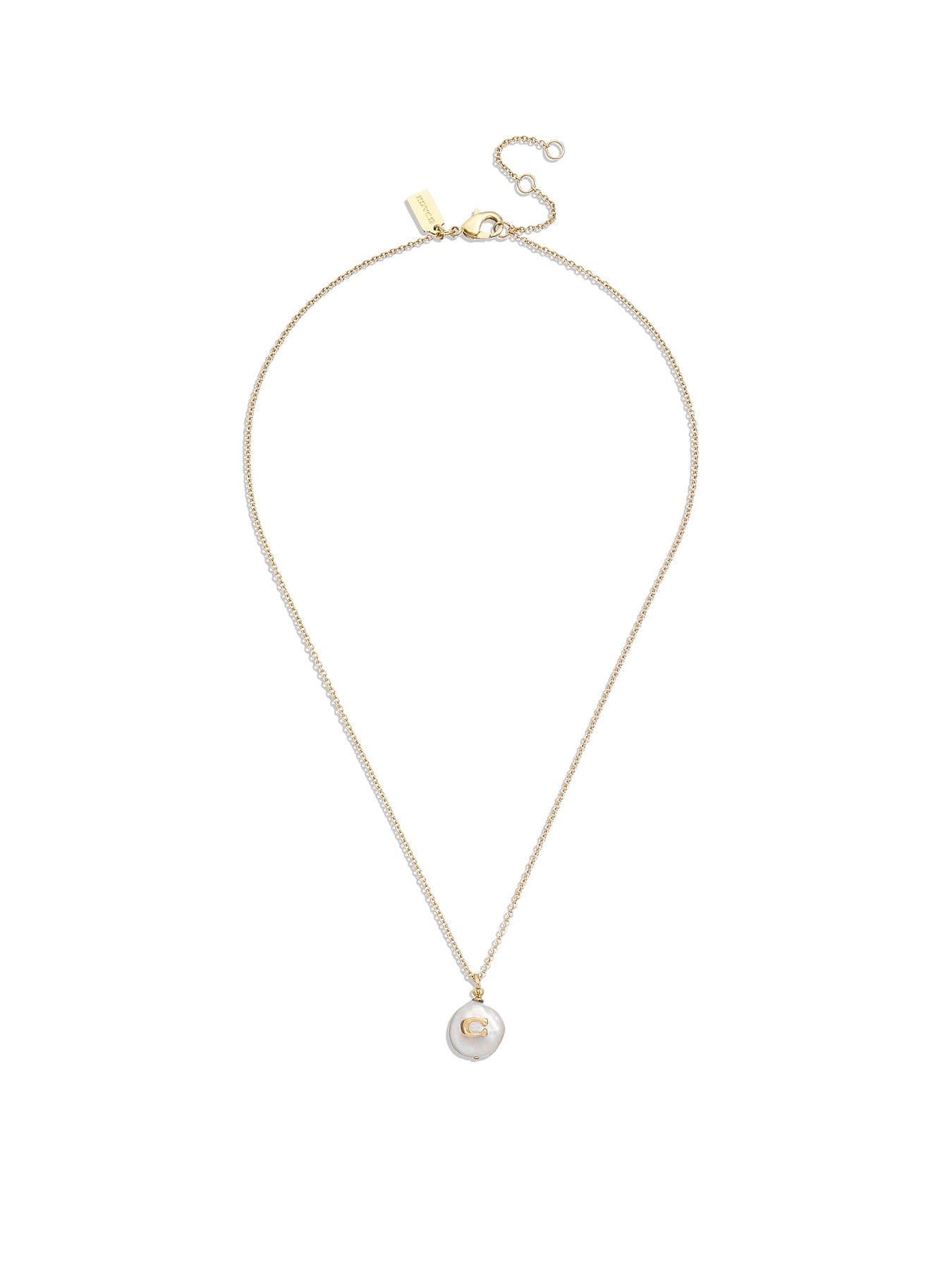 Coach Coin Pearl C Pendant Necklace Gold