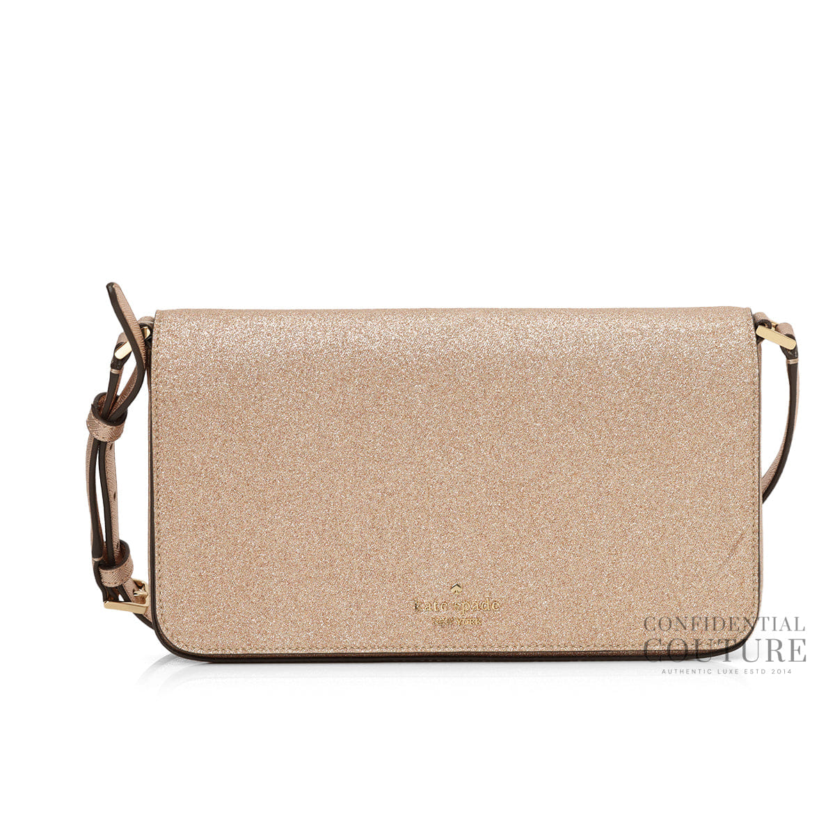Kate Spade Spade Fine Glitter Rose Gold Flap Shoulder Bag