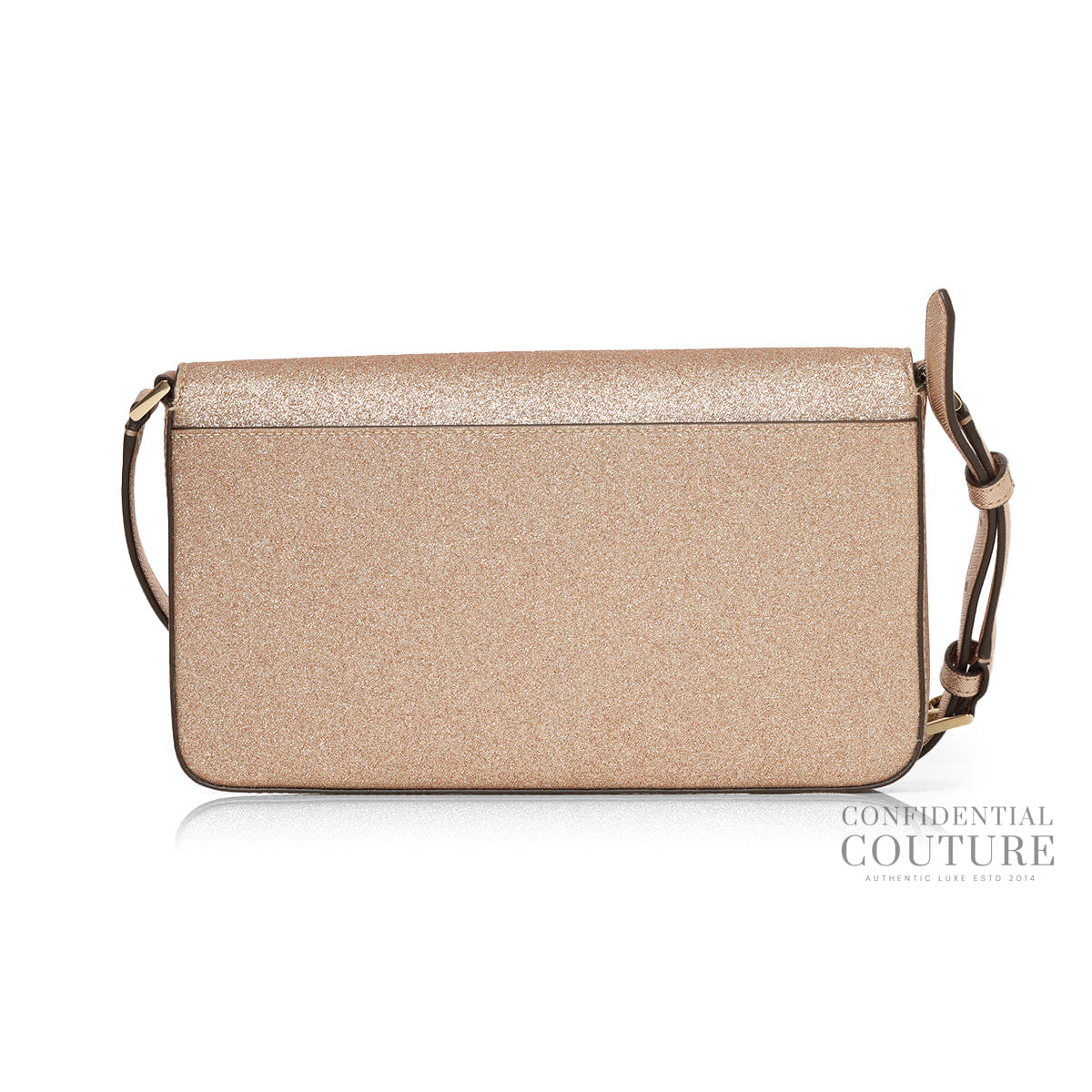 Kate Spade Spade Fine Glitter Rose Gold Flap Shoulder Bag