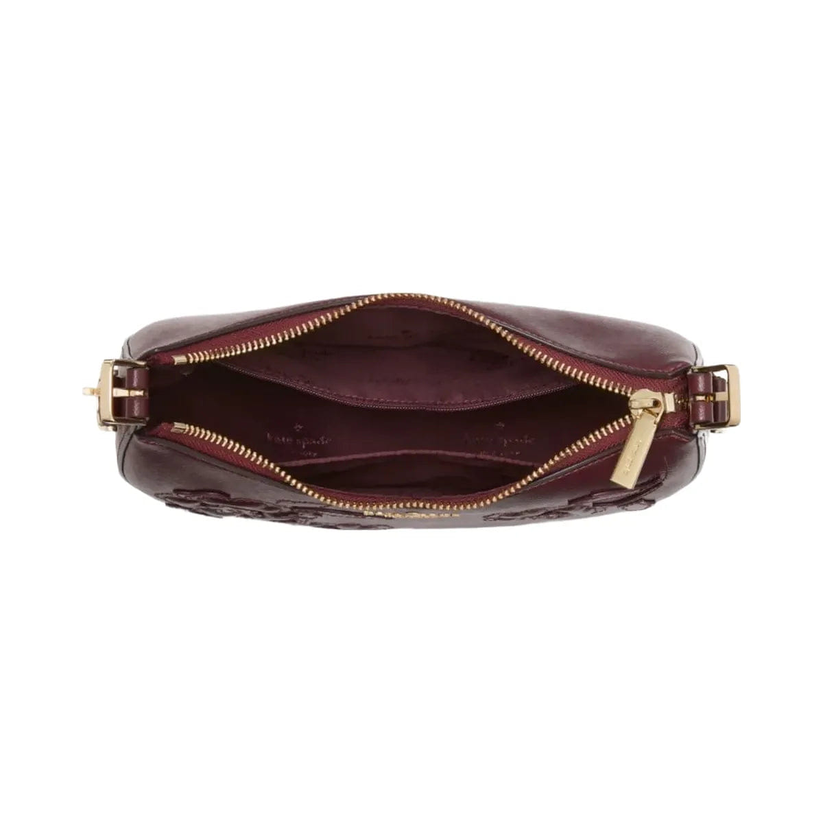 Kate Spade Nova Floral Applique Crescent Shoulder Bag Dark Merlot