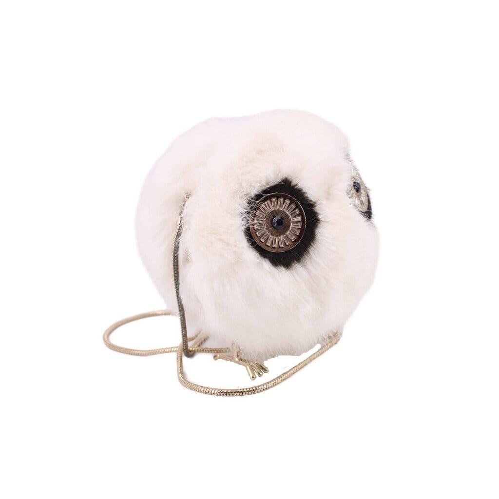 KATE SPADE BLAZE A TRAIL FURRY OWL SHOULDER BAGS WHITE