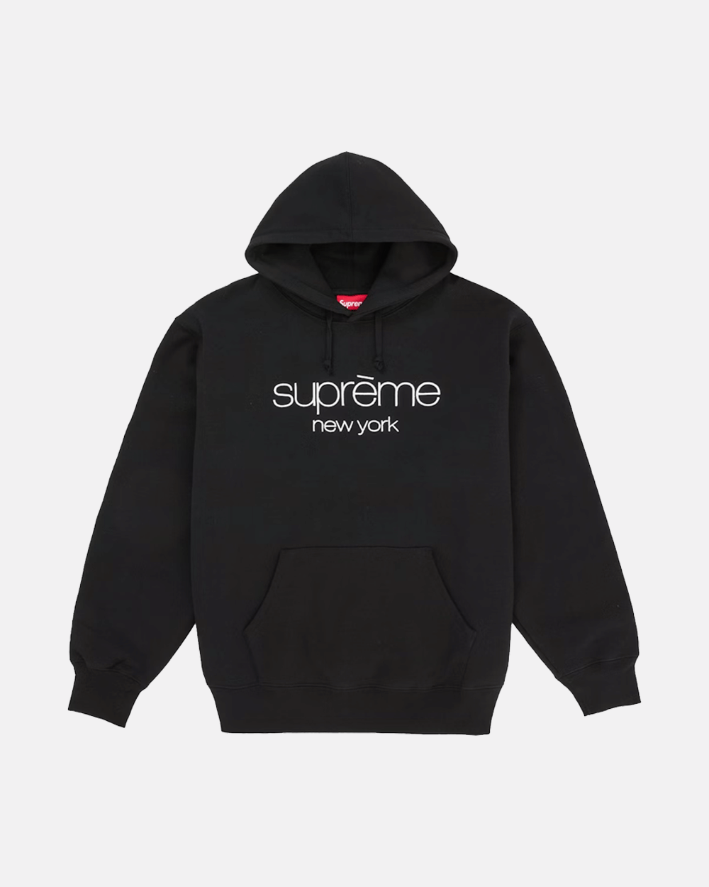 SUPREME FW25 CLASSIC LOGO NEW YORK SHOP EXCLUSIVE HOODIE BLACK