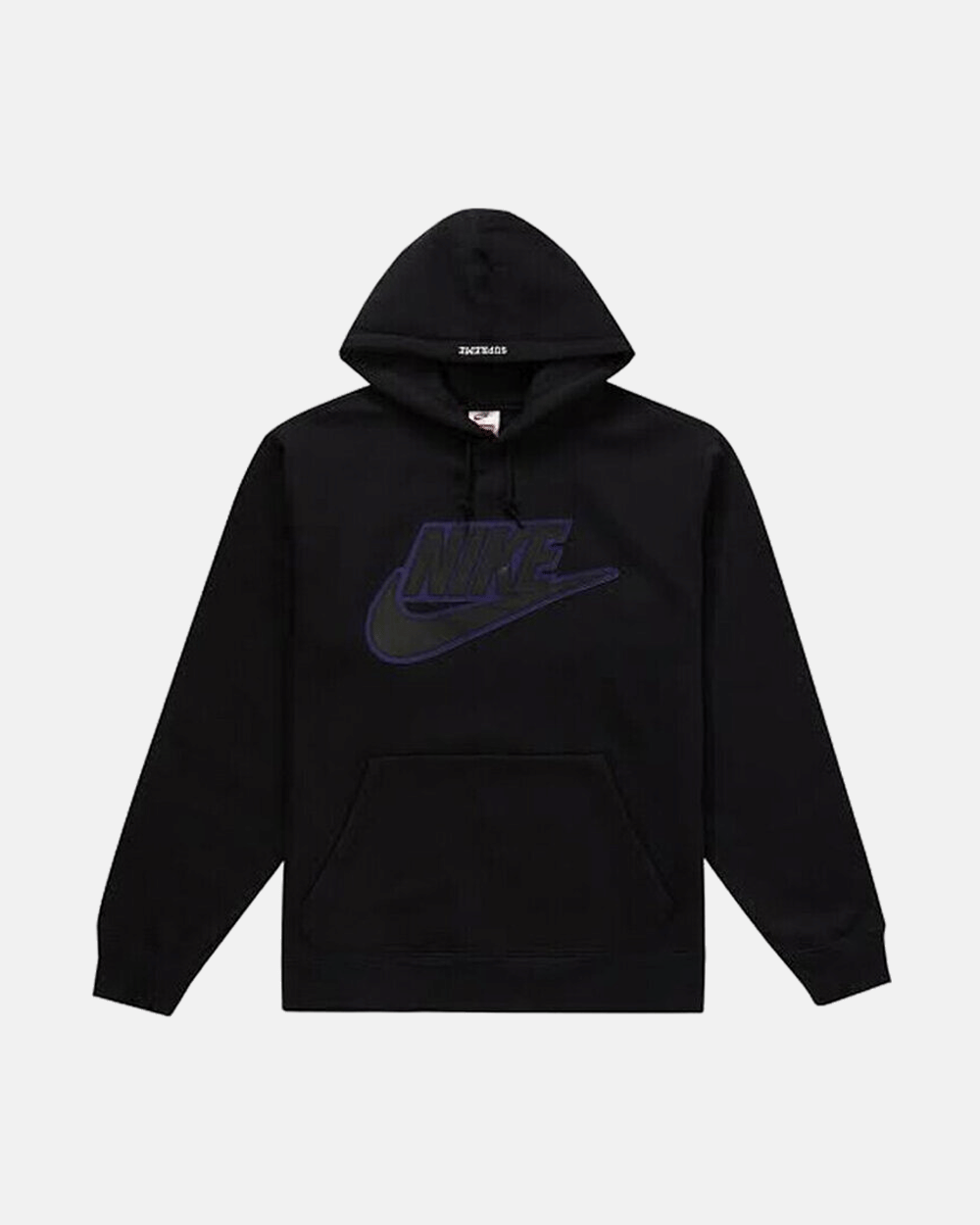 SUPREME x NIKE FW19 LEATHER APPLIQUE BLACK HOODIE