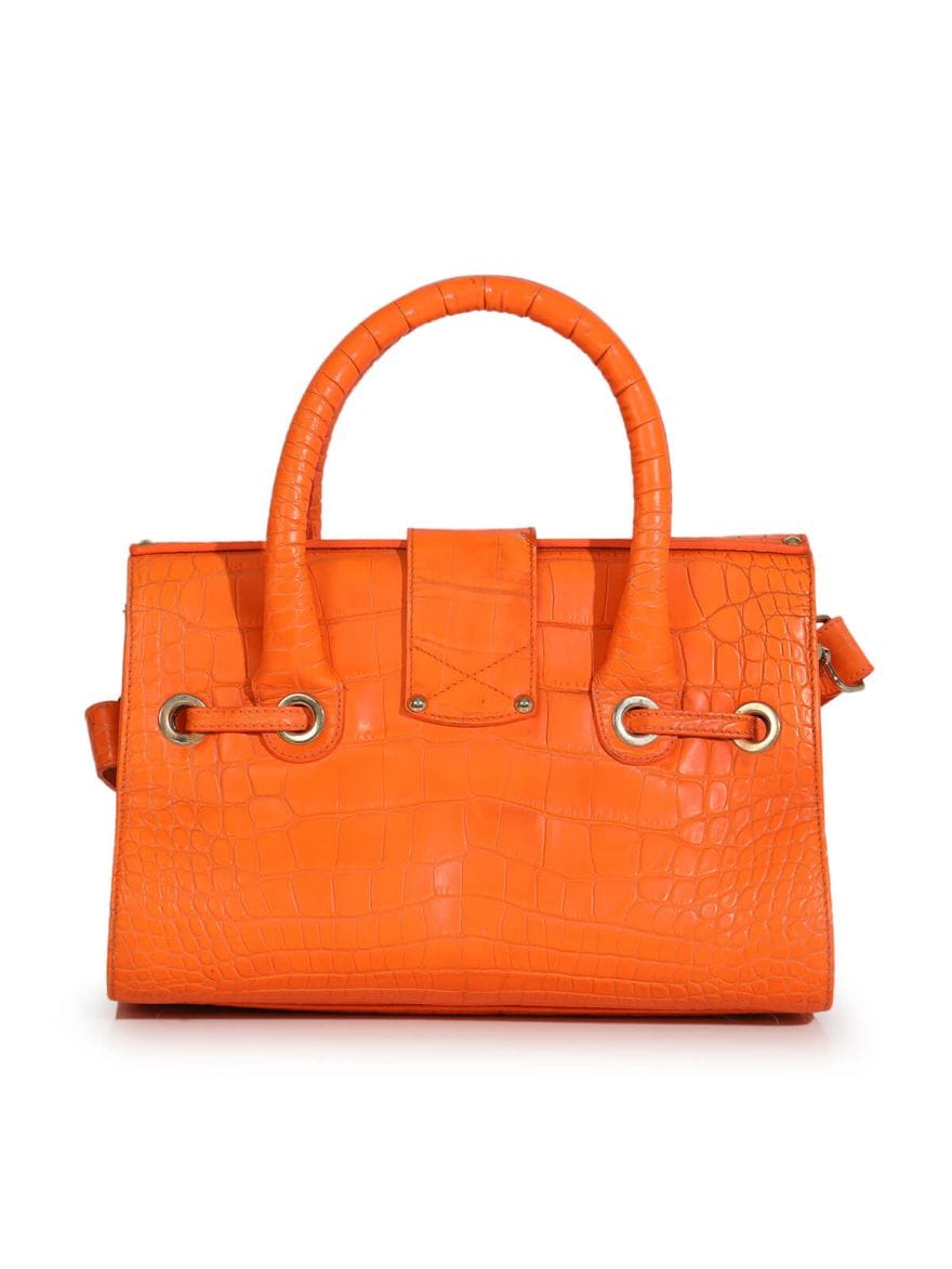 Jimmy Choo Orange Croco Embossed Handbag with Strap