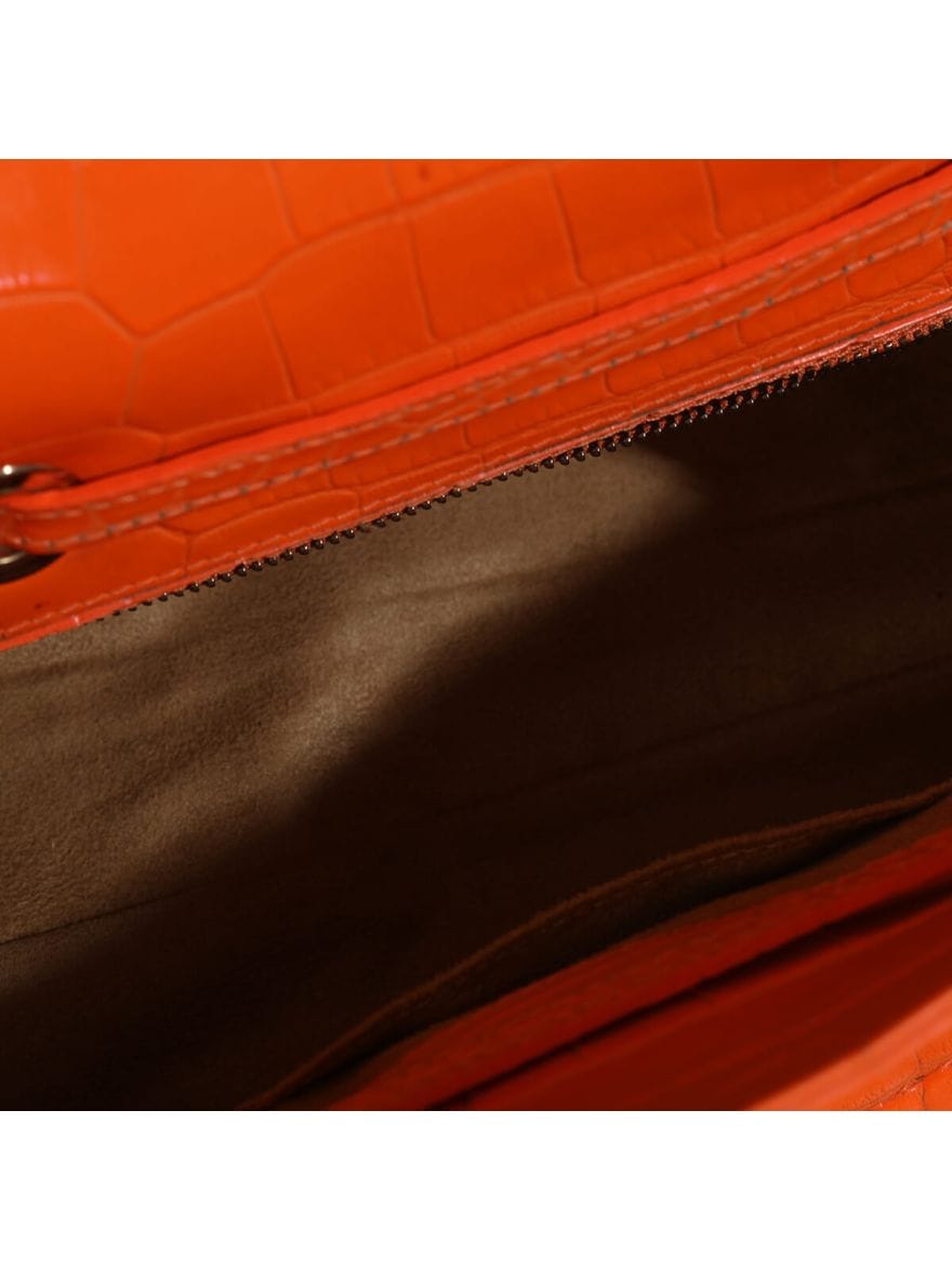 Jimmy Choo Orange Croco Embossed Handbag with Strap