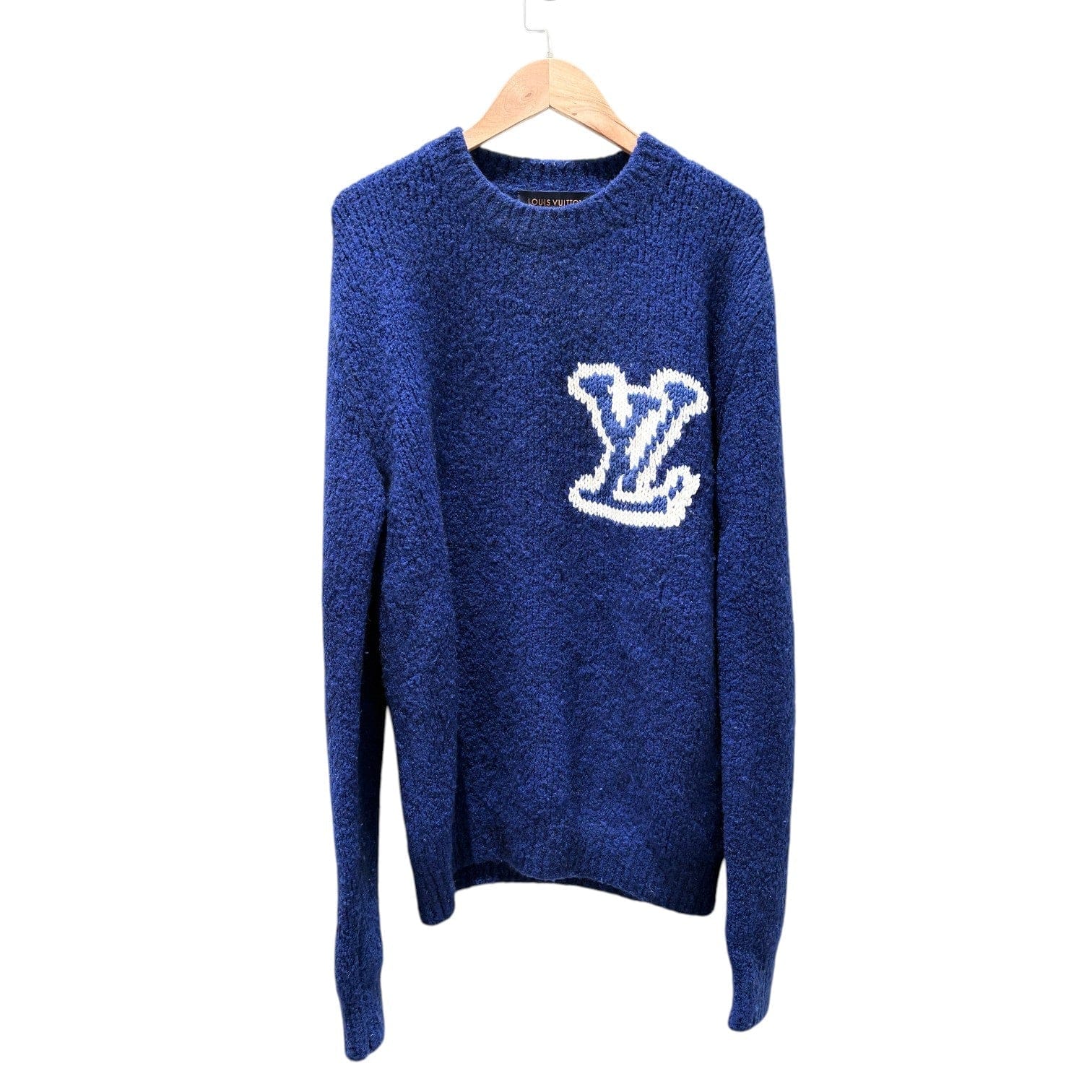 Louis Vuitton Blue Intarsia Crewneck - Size M