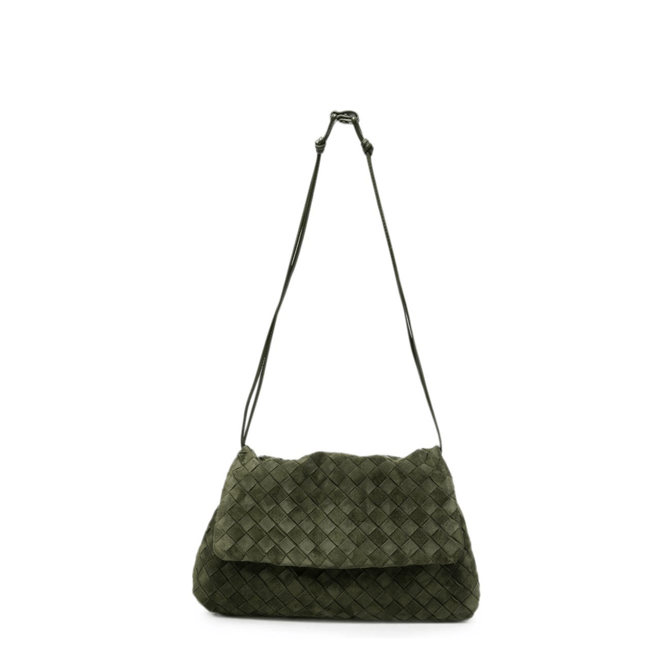 Bottega Veneta Giorno Calfskin Shoulder Bag - Green tweed