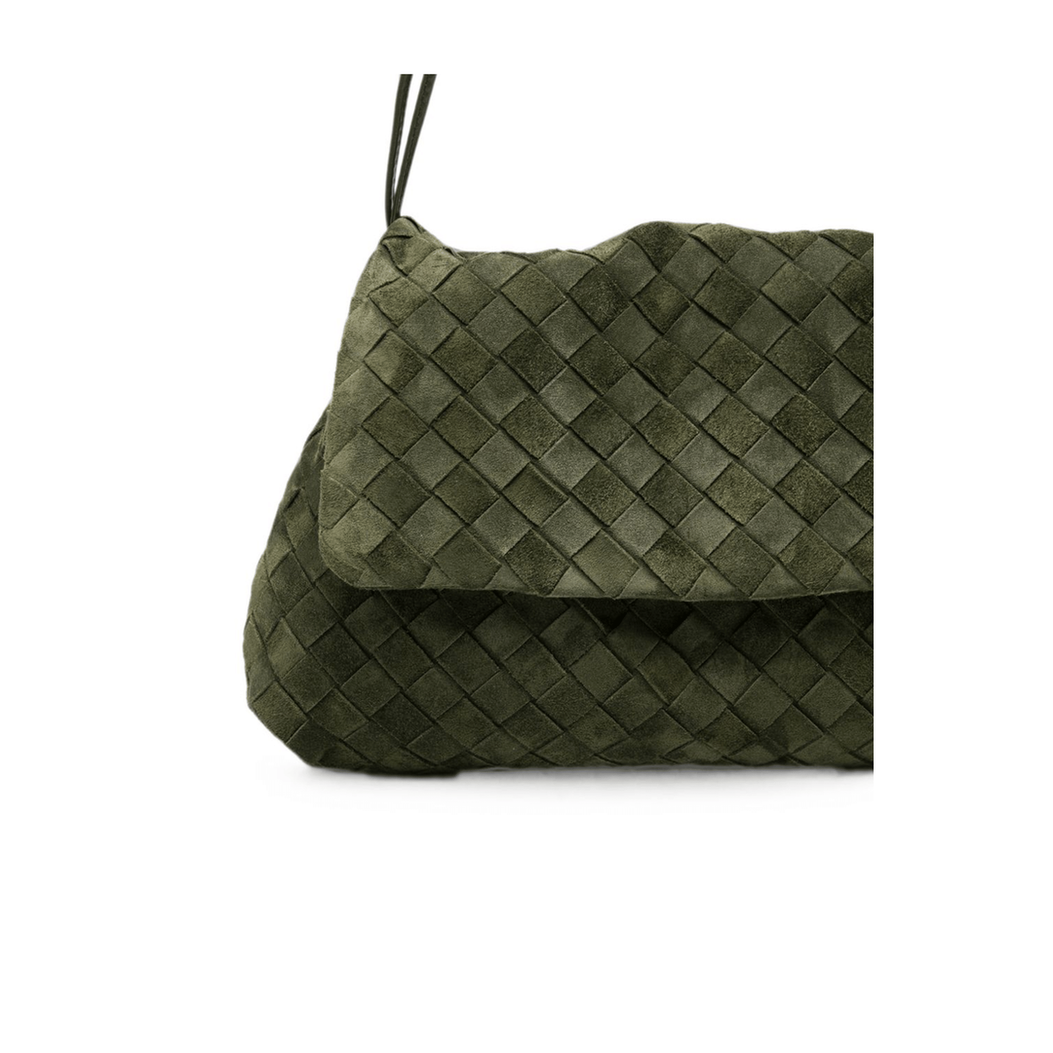 Bottega Veneta Giorno Calfskin Shoulder Bag - Green tweed