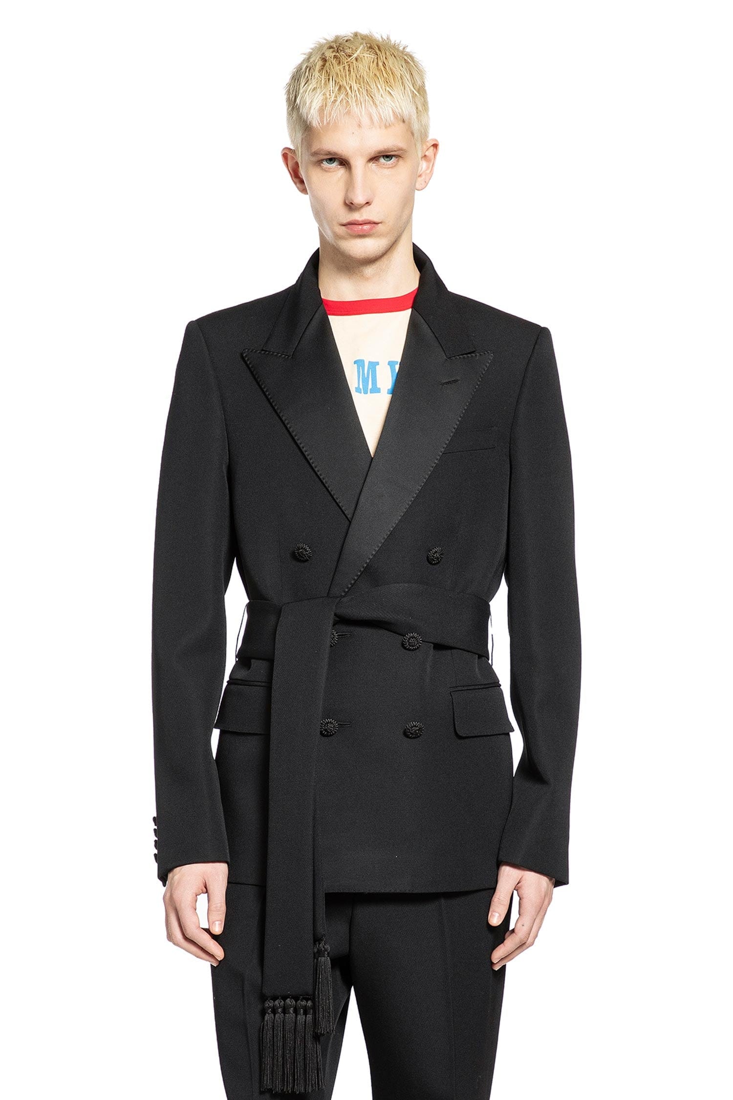 Valentino Double - Breasted Wool Blazer with Belt