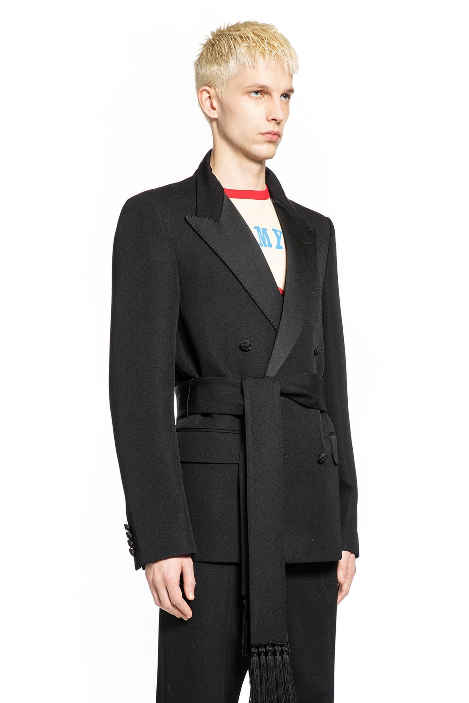 Valentino Double - Breasted Wool Blazer with Belt