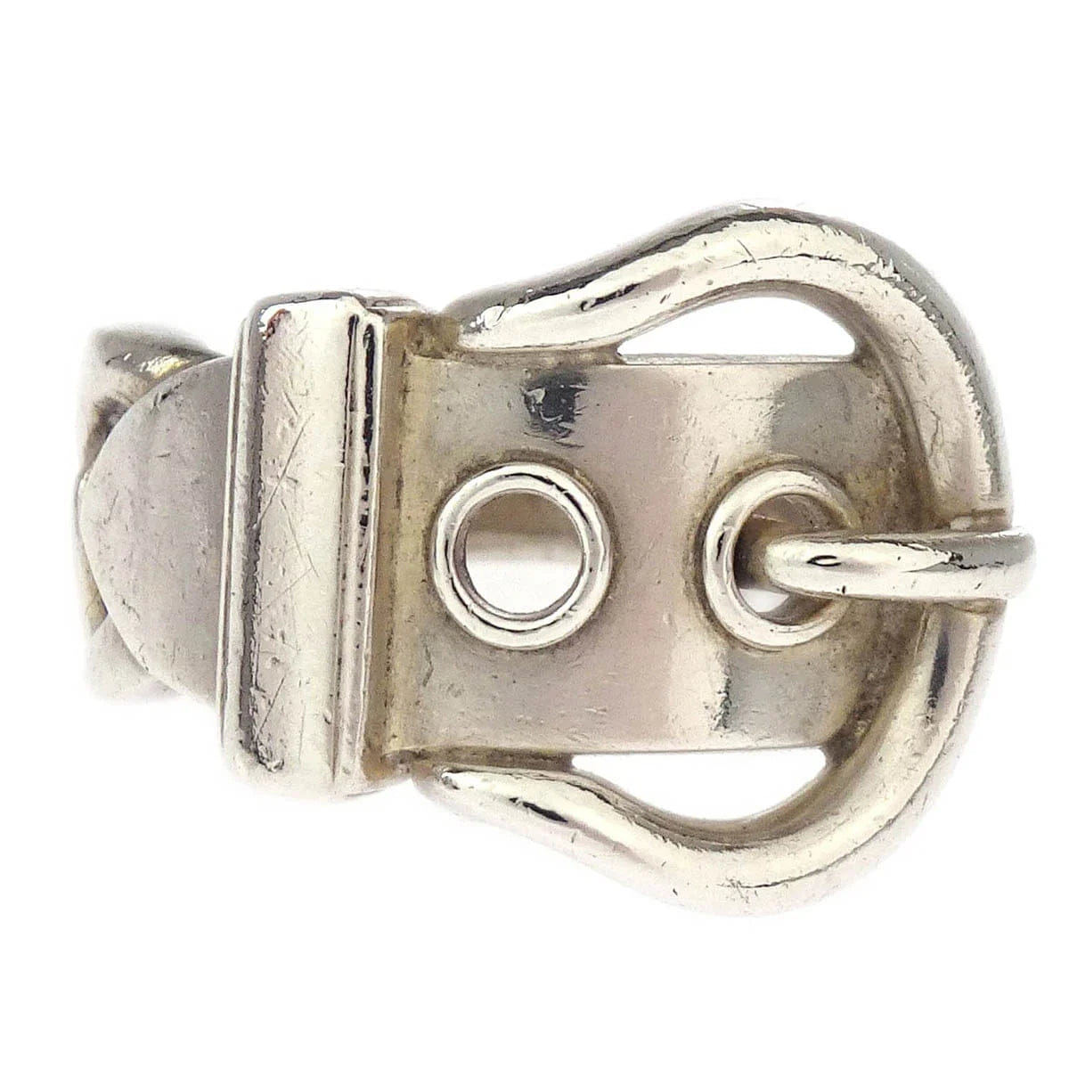 Hermes 1980s Boucle Sellier Ring Silver #48