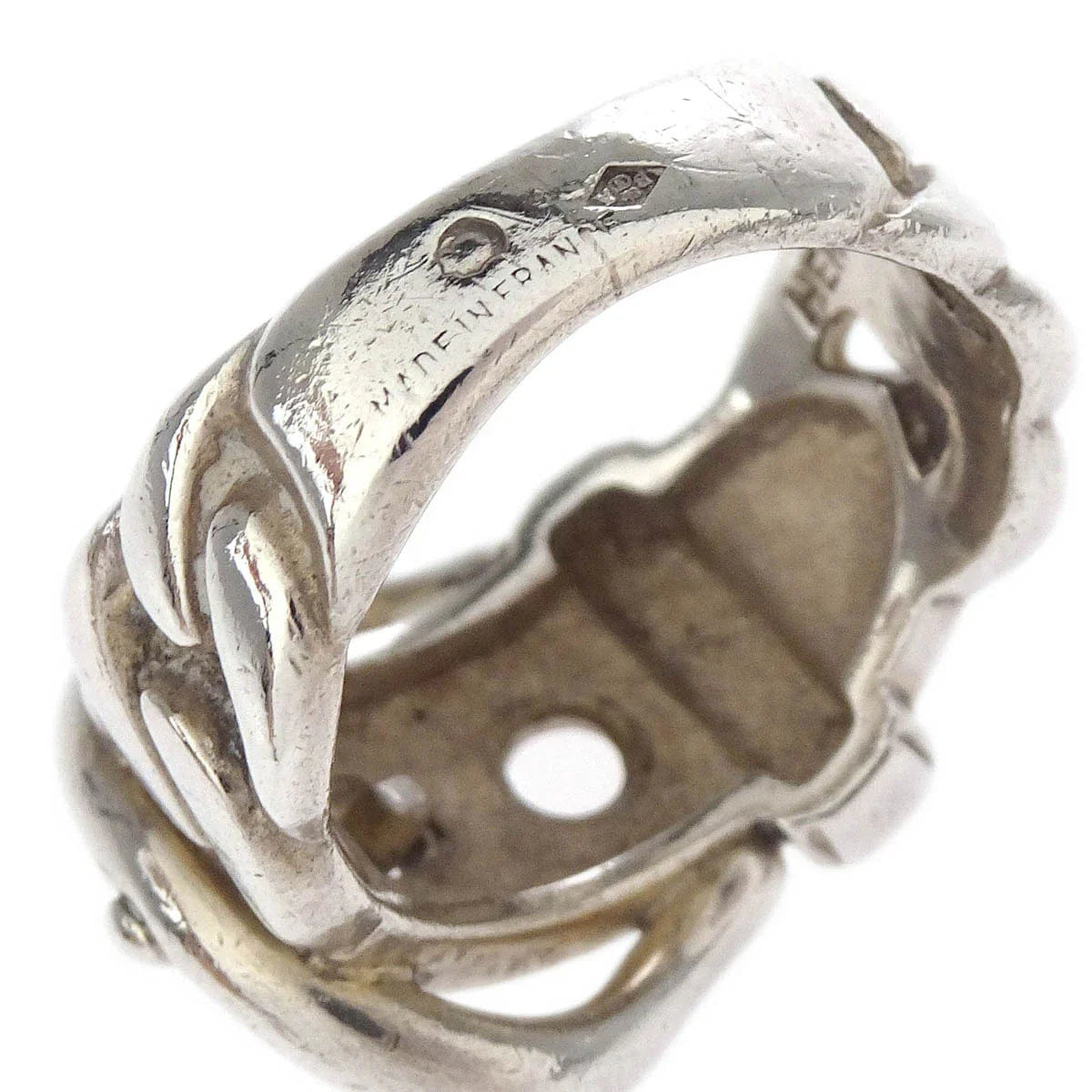 Hermes 1980s Boucle Sellier Ring Silver #48