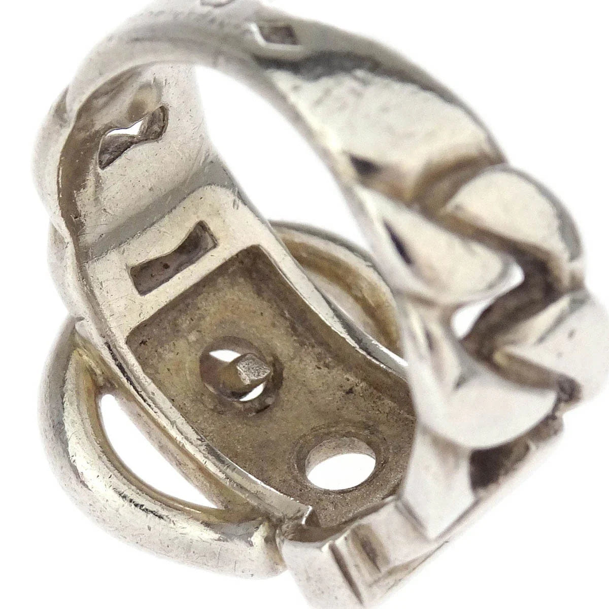 Hermes 1980s Boucle Sellier Ring Silver #48