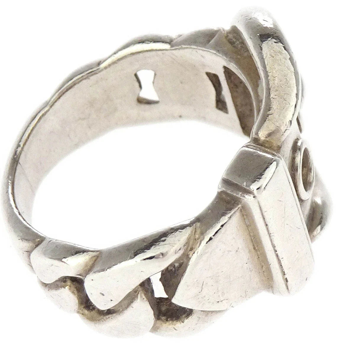 Hermes 1980s Boucle Sellier Ring Silver #48