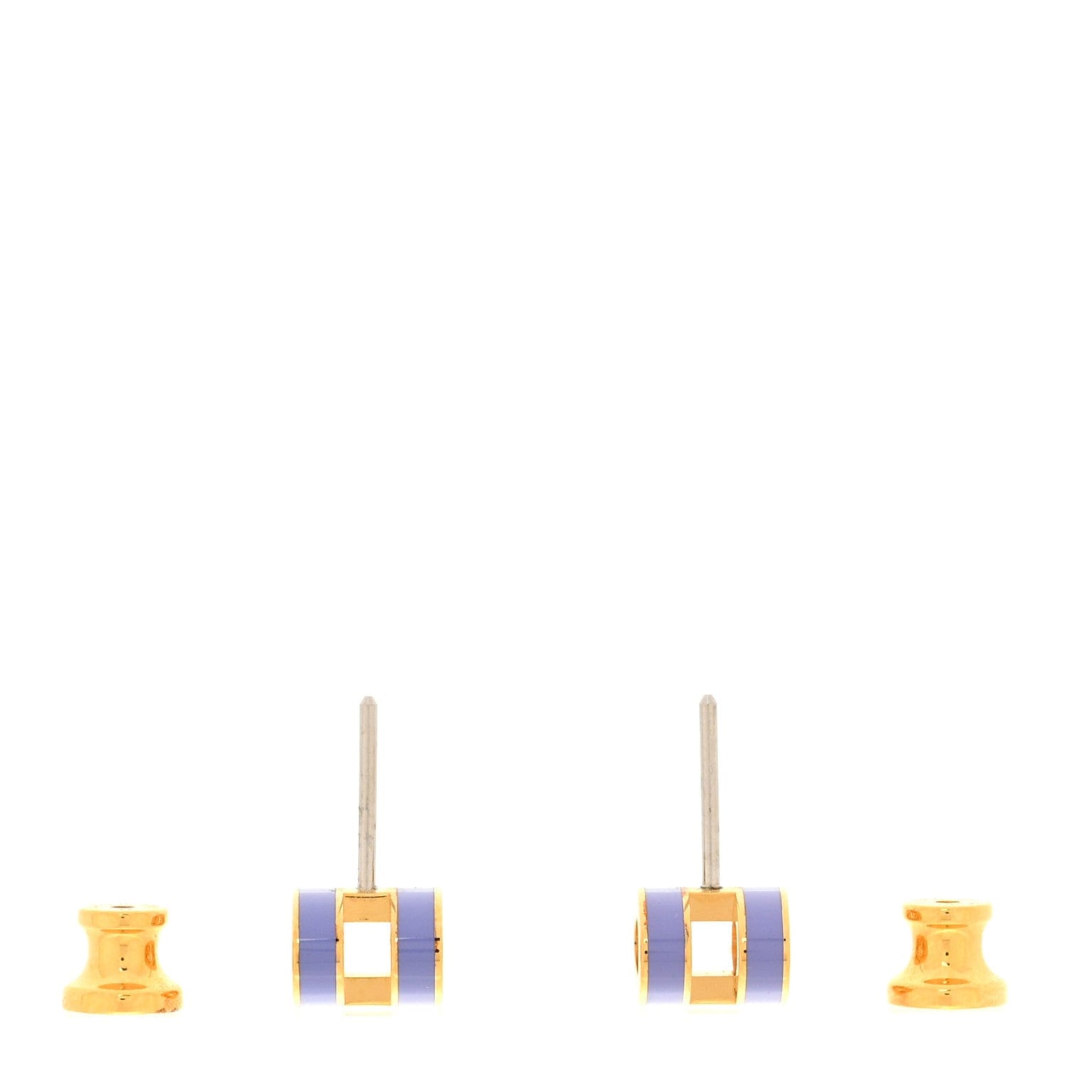 Hermes Rose Gold Lacquered Mini Pop H Earrings Lilac