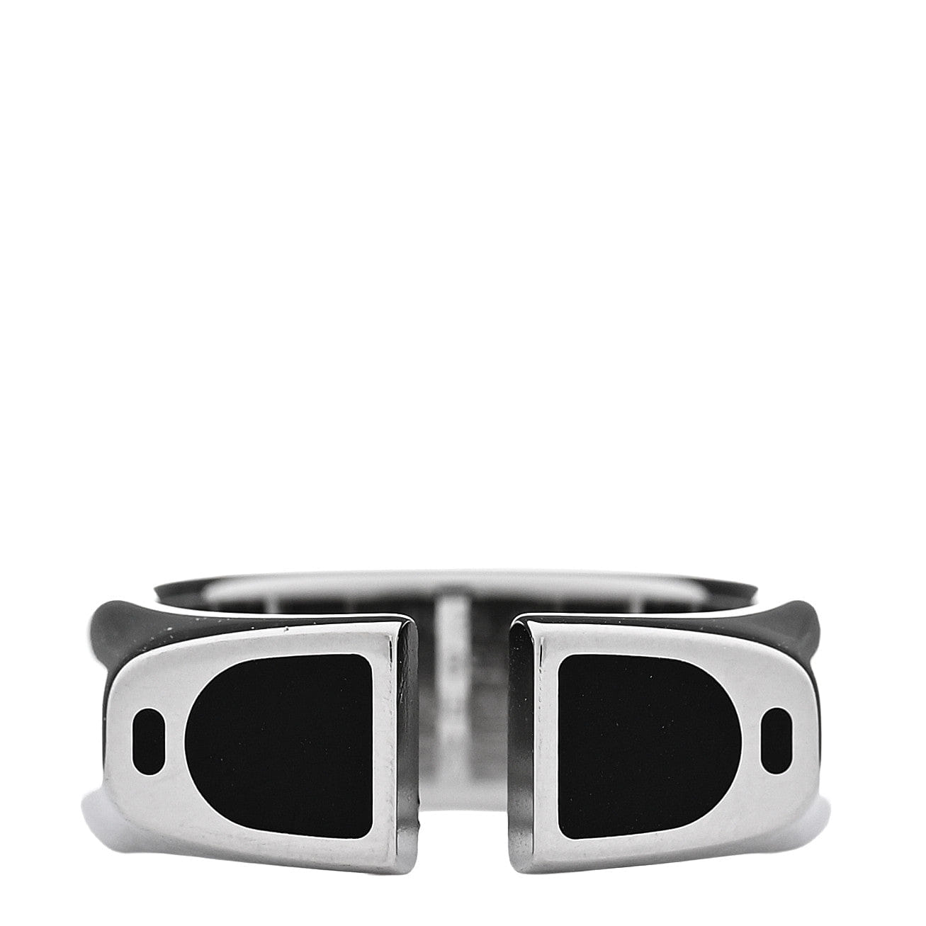 Hermes Stainless Steel Lacquer Etrier Ring 58 8.25 Black