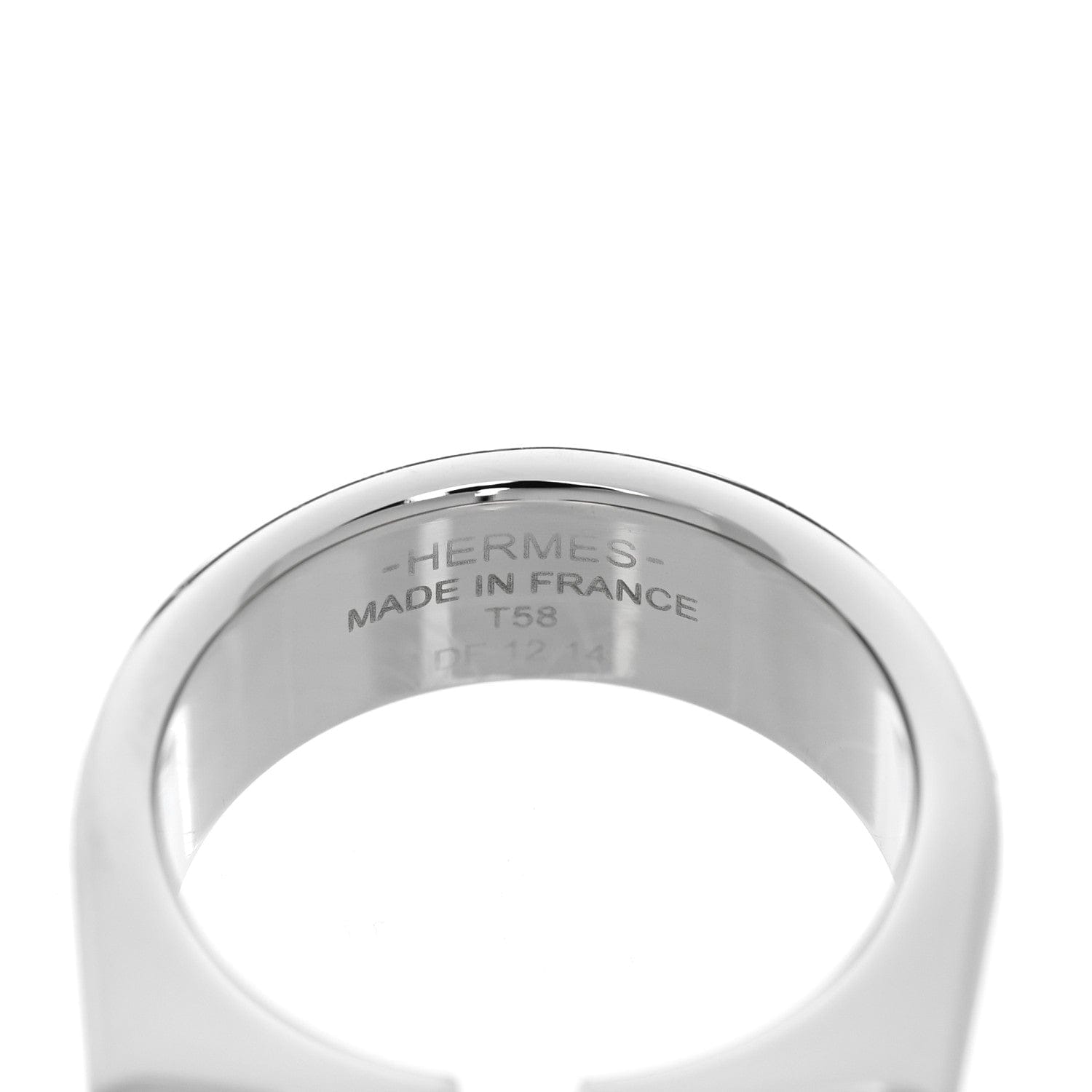 Hermes Stainless Steel Lacquer Etrier Ring 58 8.25 Black