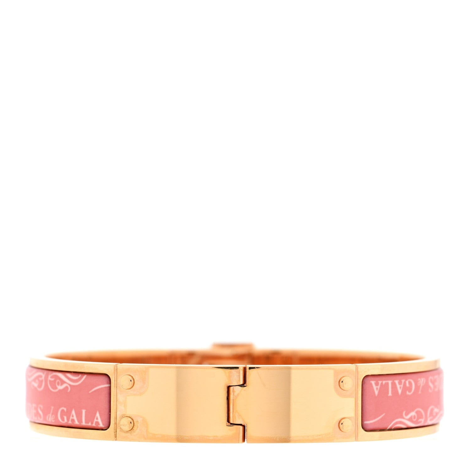 Hermes Enamel Printed Narrow Charniere Brides De Gala Hinged Bracelet M Rose Couture