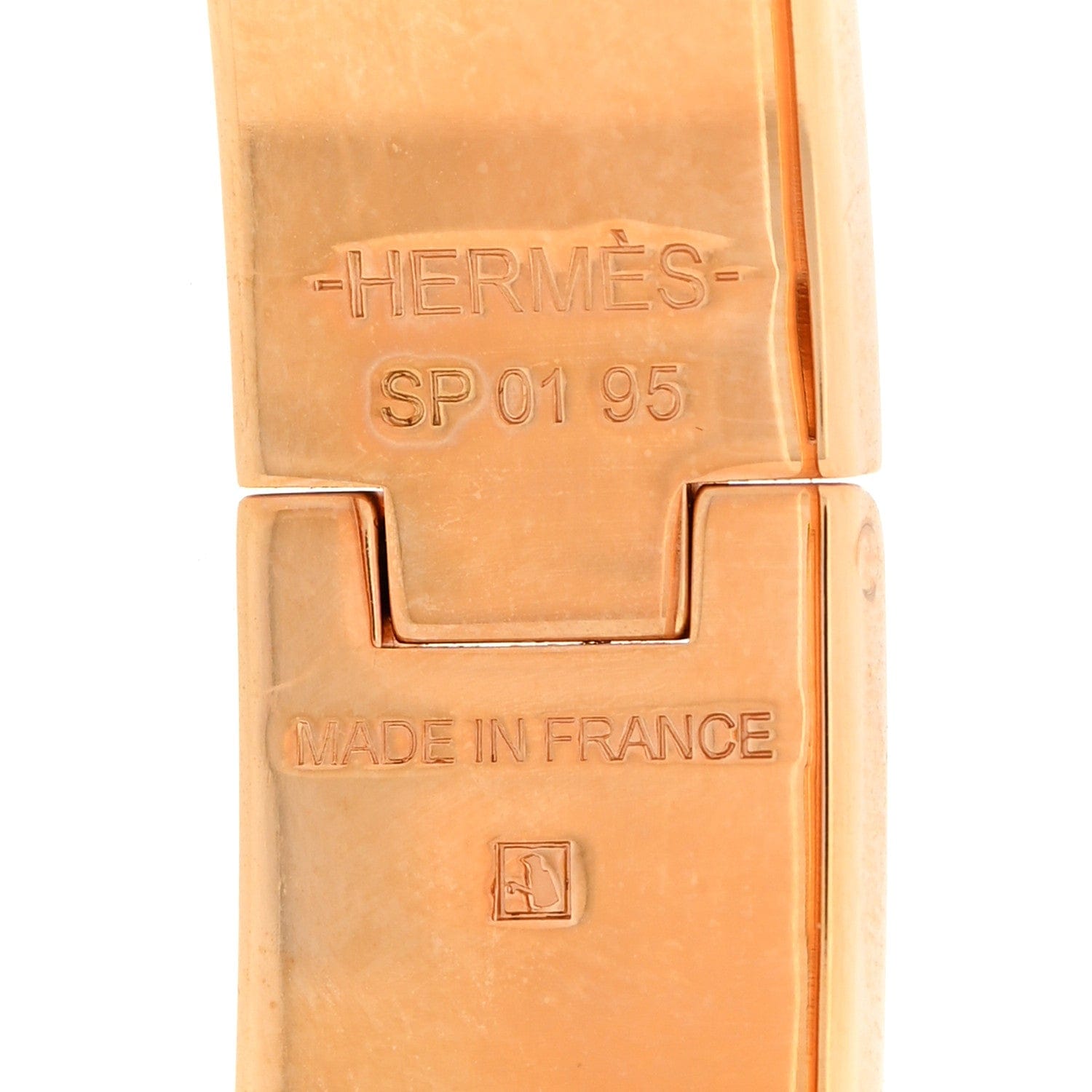 Hermes Enamel Printed Narrow Charniere Brides De Gala Hinged Bracelet M Rose Couture